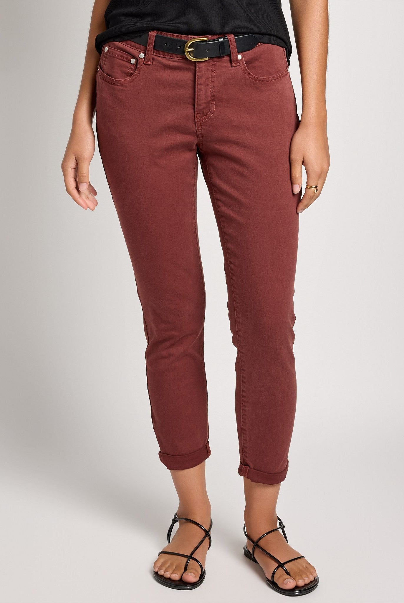 Mahogany $|& SEAS Cyndi Cuffed Ankle Skinny Jeans - SOF Front