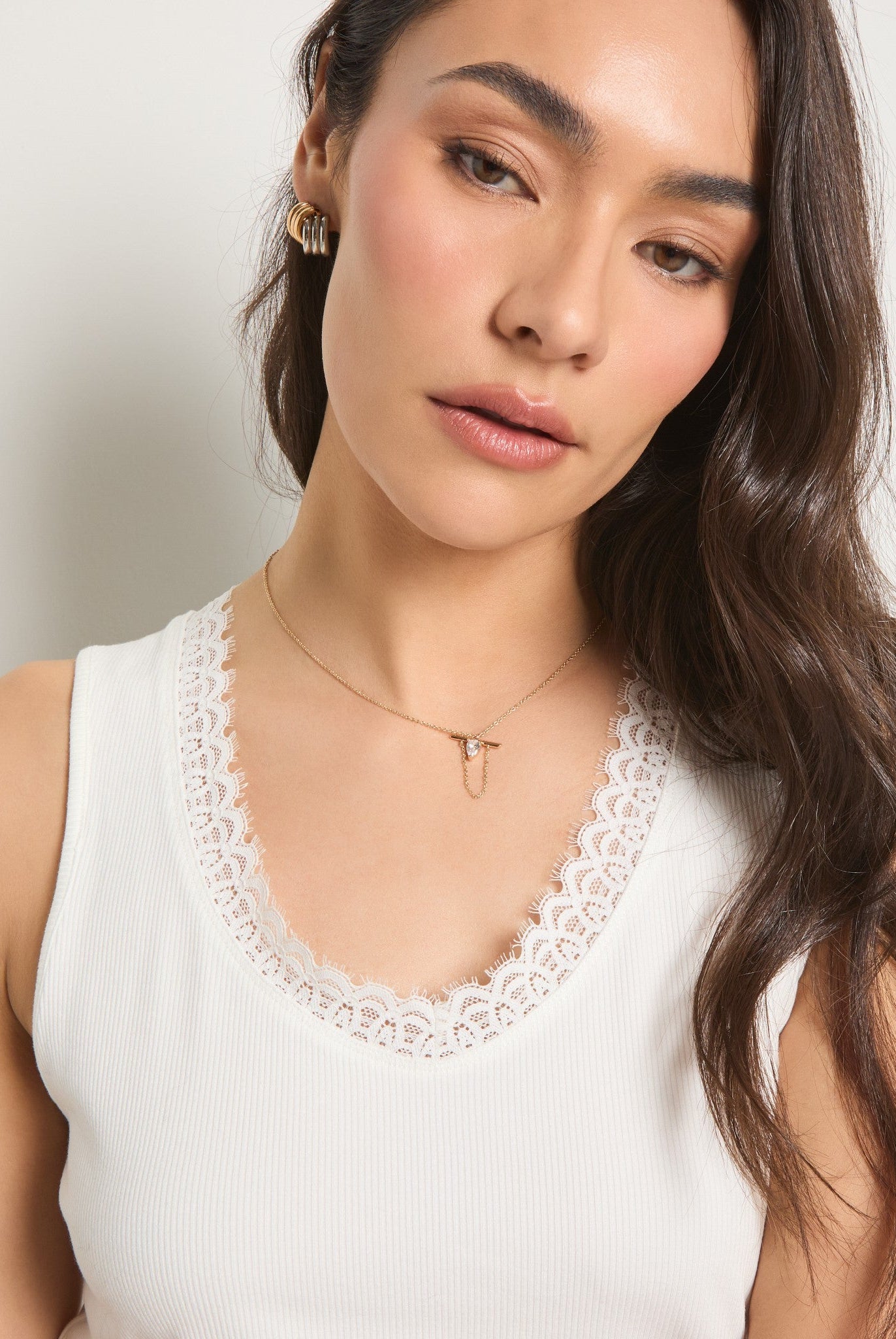 White $|& SEAS Whitecap Lace Trim Tank - SOF Full Front