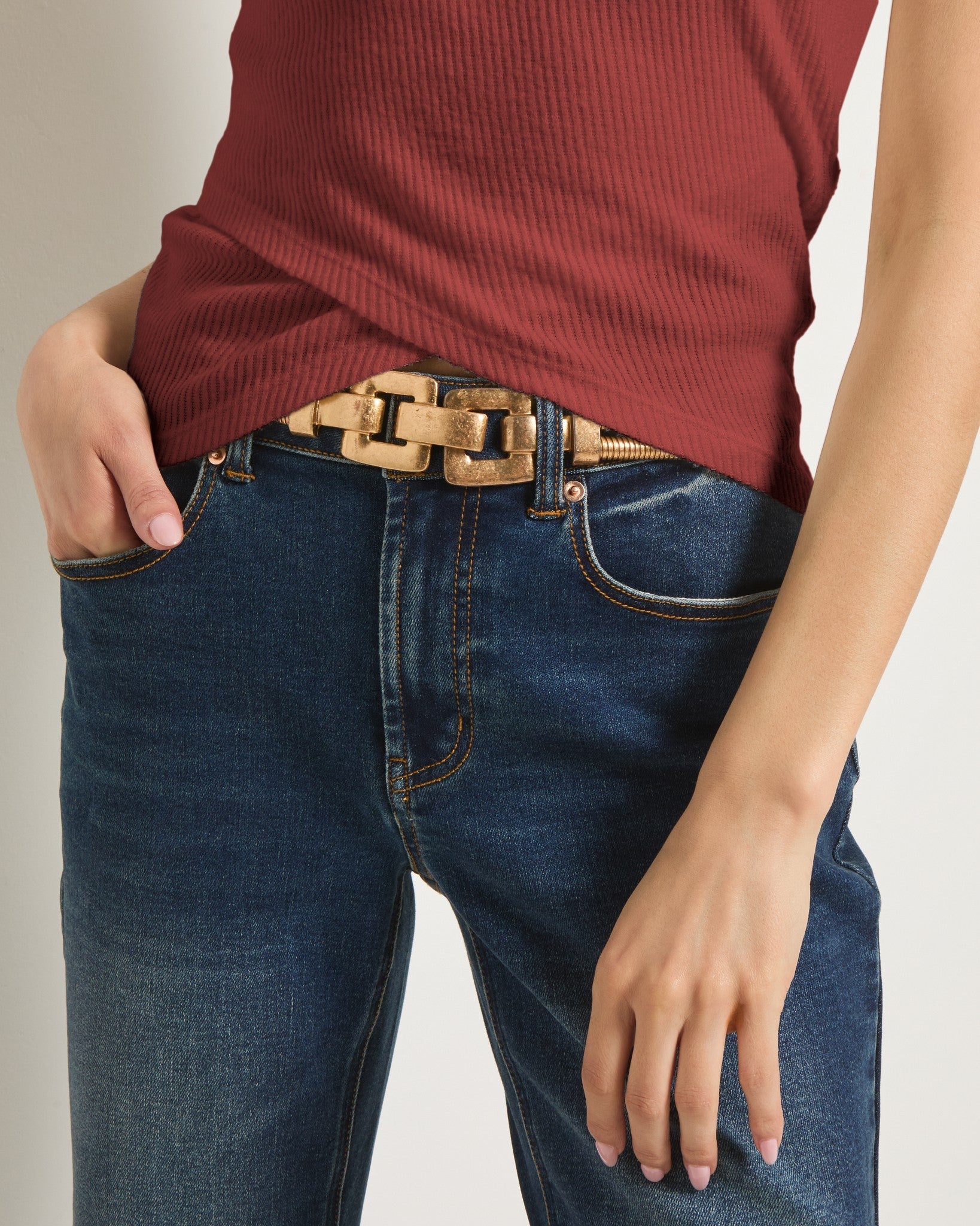 Mahogany $|& SEAS Desert Sky Mock Neck Top - VOF Front