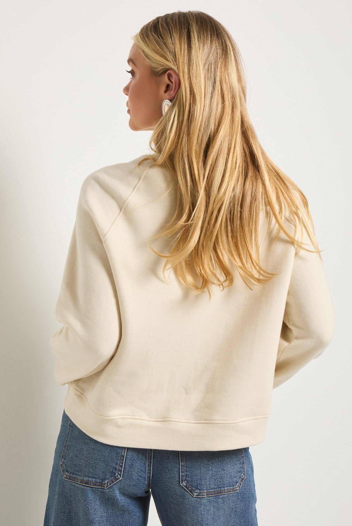 Cream $|& SEAS Sunrise Mock Neck Sweatshirt - SOF Back