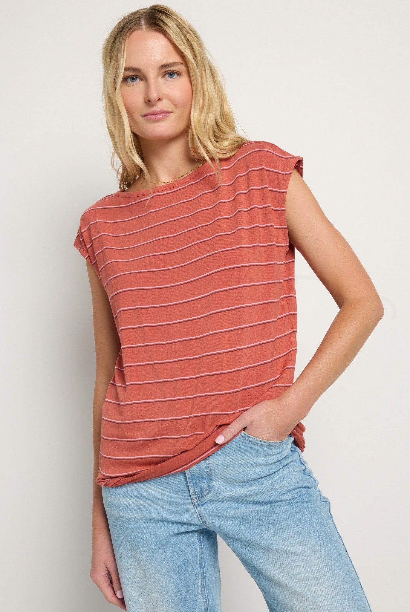 Burlwood Stripe $|& SEAS Brentwood Boat Neck Stripe Top - SOF Front