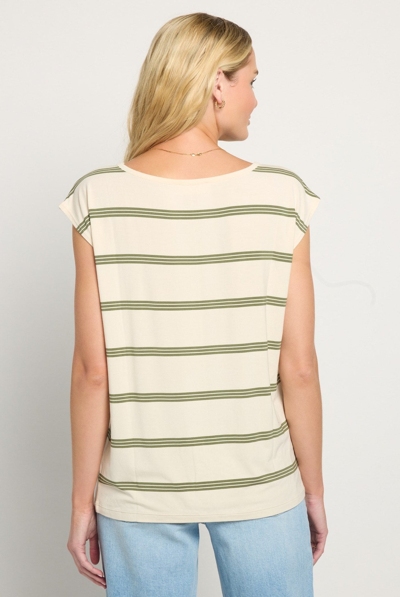 Cream Stripe $|& SEAS Brentwood Boat Neck Stripe Top - SOF Back