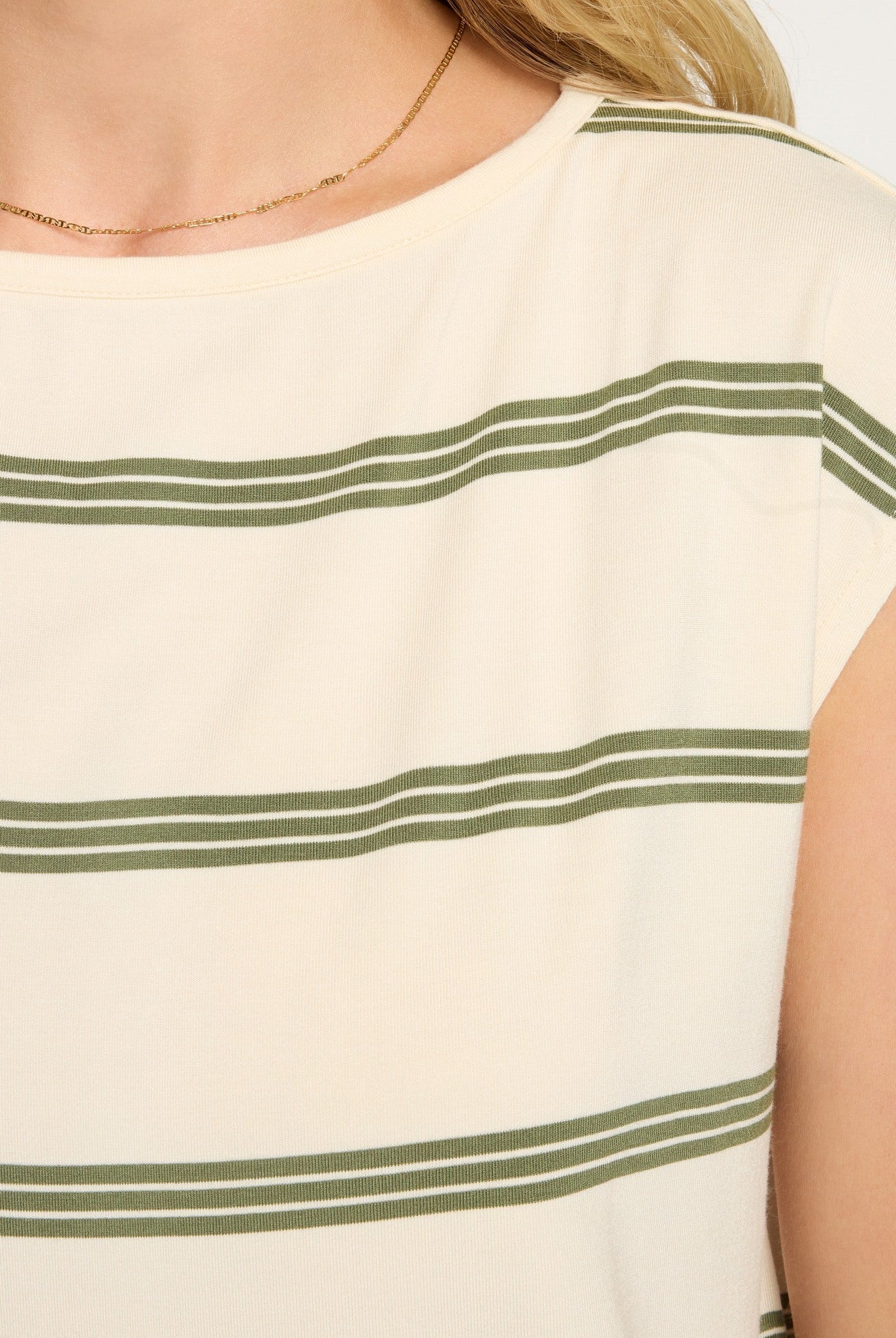 Cream Stripe $|& SEAS Brentwood Boat Neck Stripe Top - SOF Full Front
