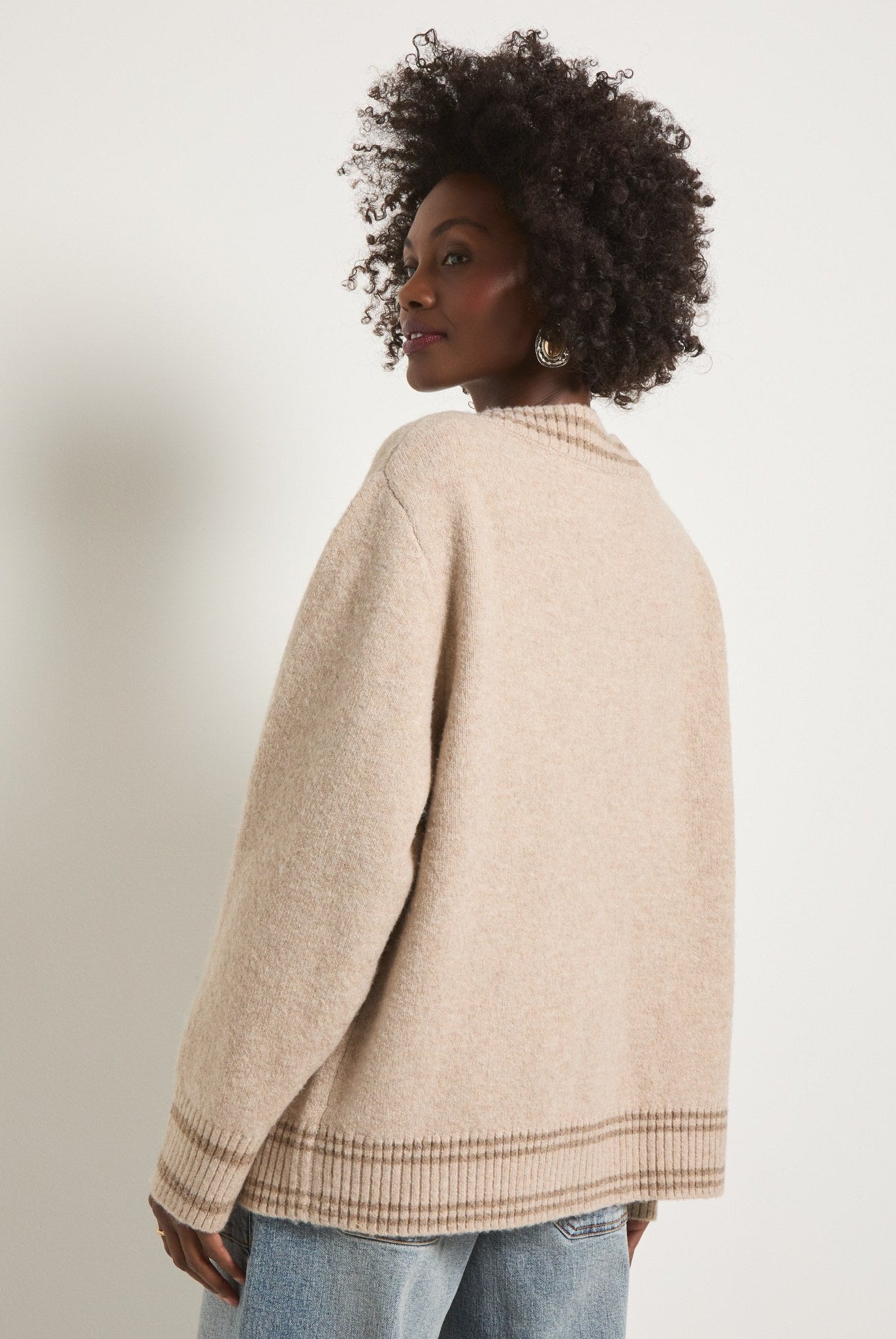 Heather Cream $|& SEAS Island Cardigan - SOF Back