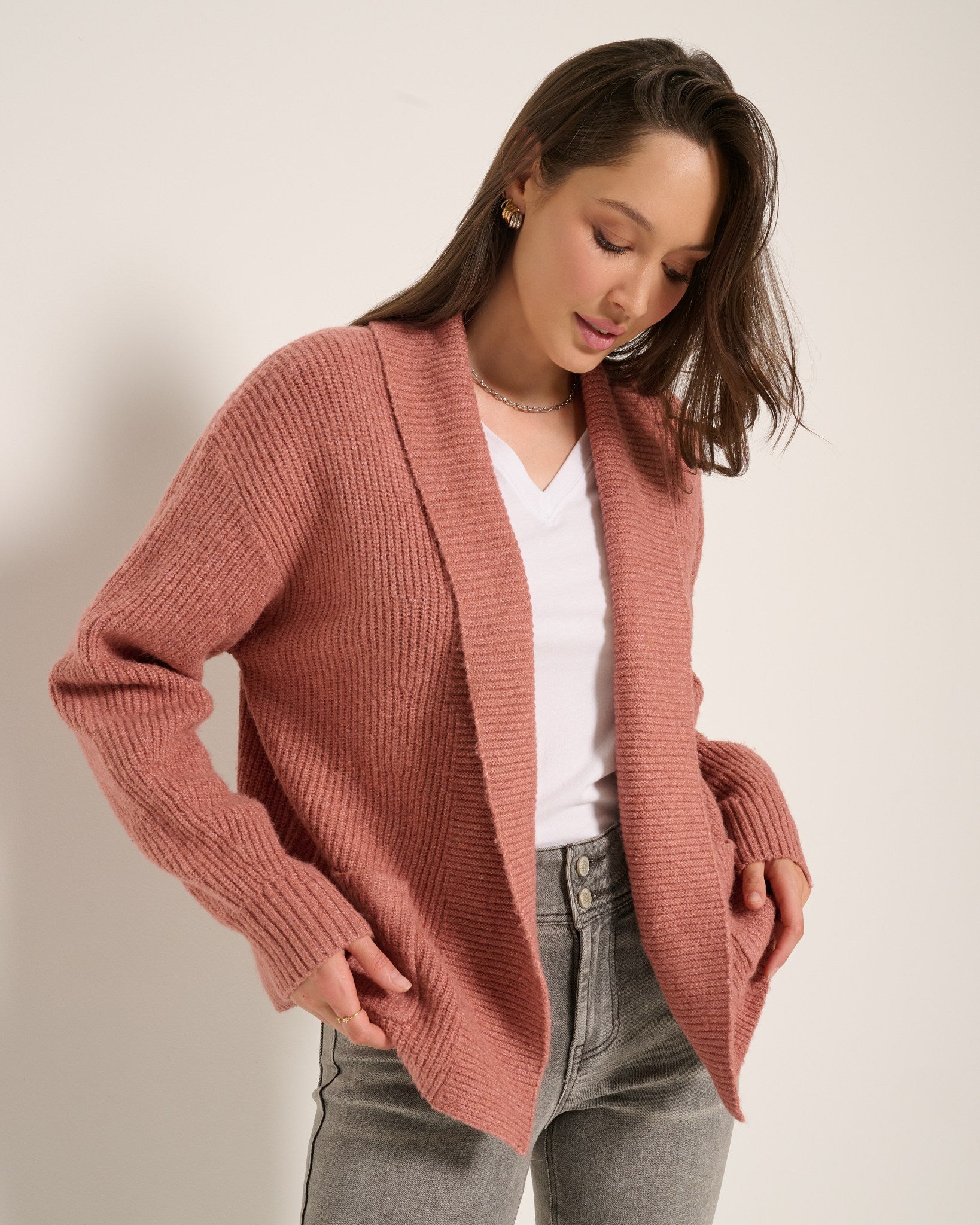 Heather Cedar $|& SEAS Emerald Cardigan - SOF Front