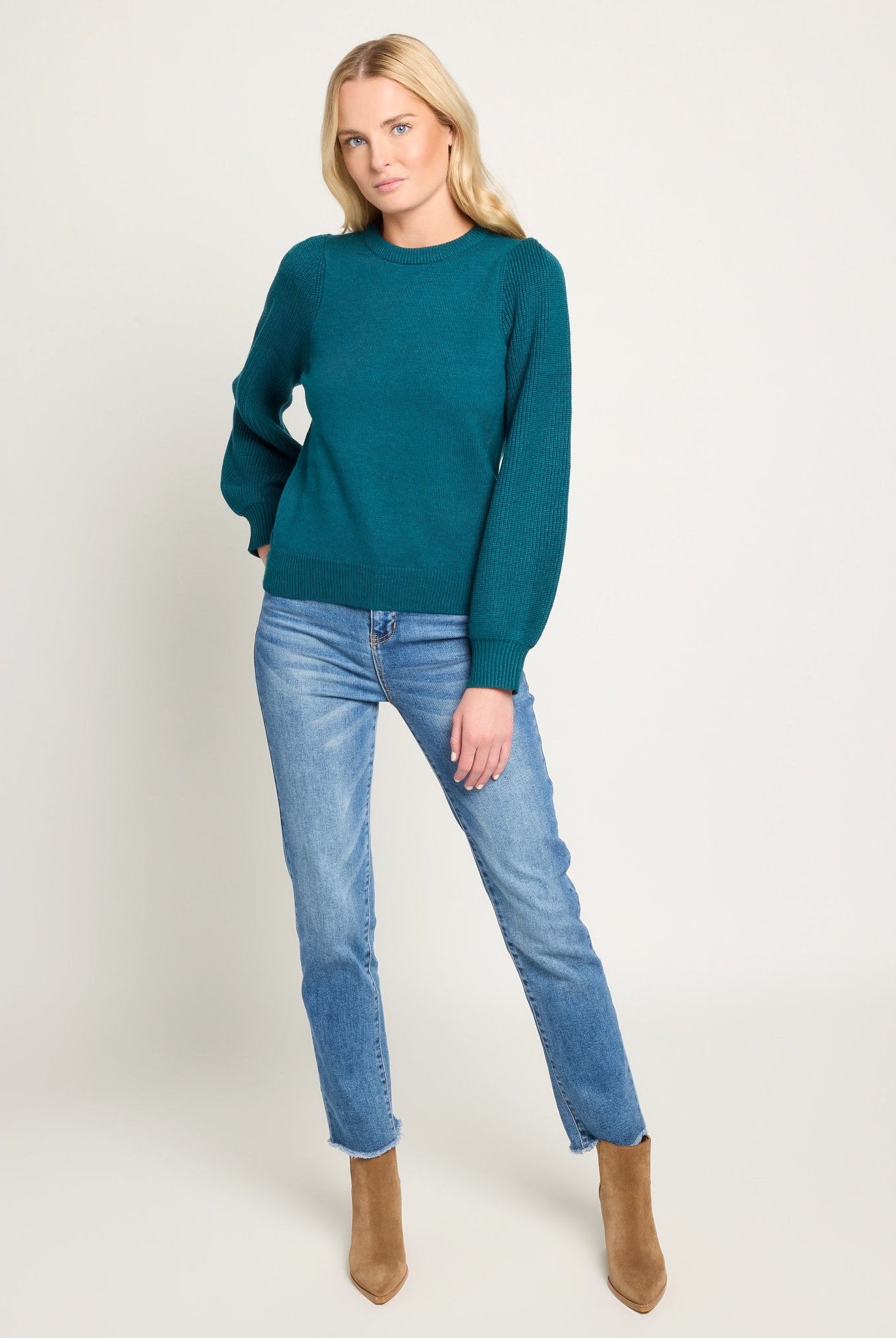 Deep Sea $|& SEAS Pacific Puff Shoulder Crew Neck Sweater - UGC On Fig
