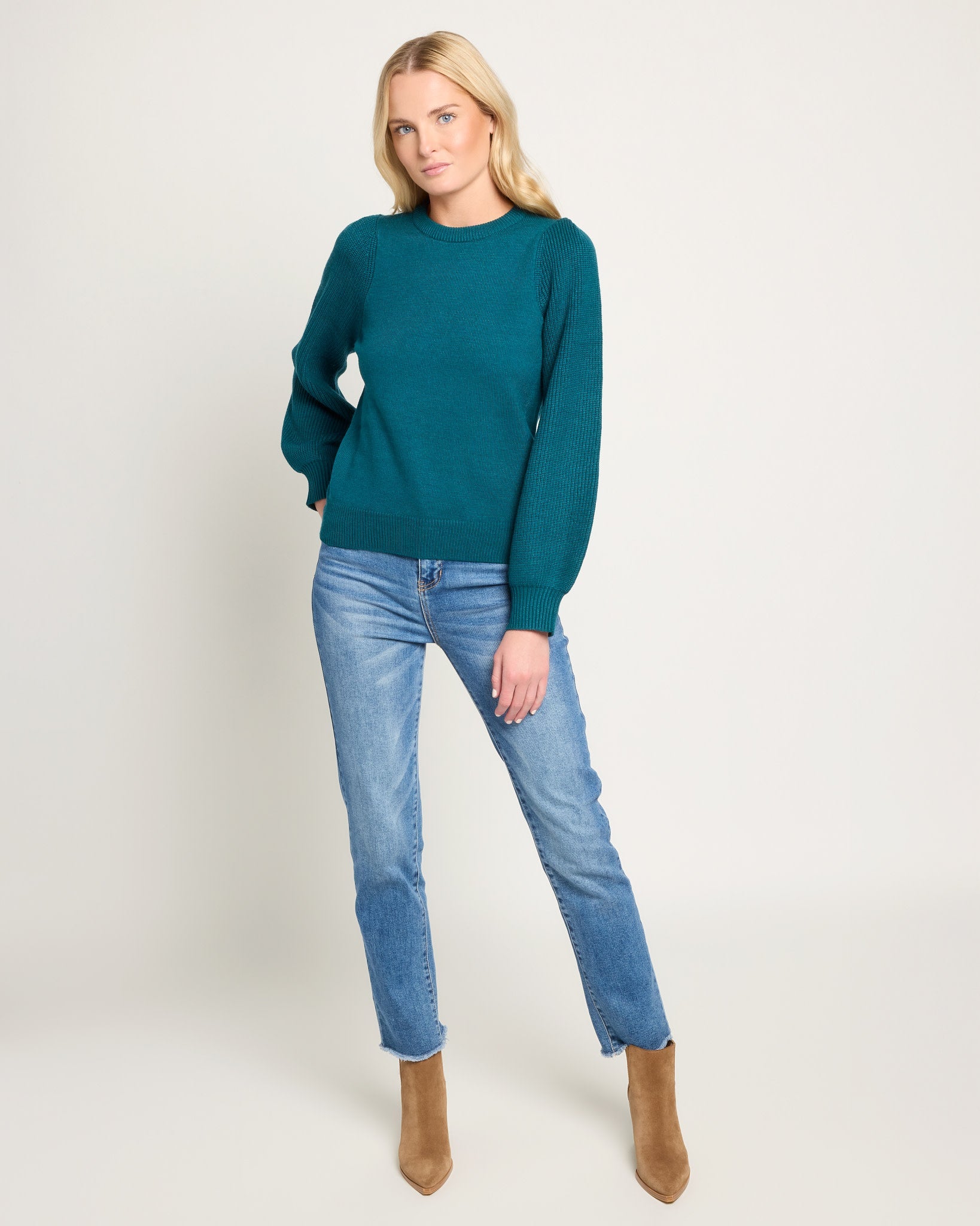 Deep Sea $|& SEAS Pacific Puff Shoulder Crew Neck Sweater - UGC On Fig