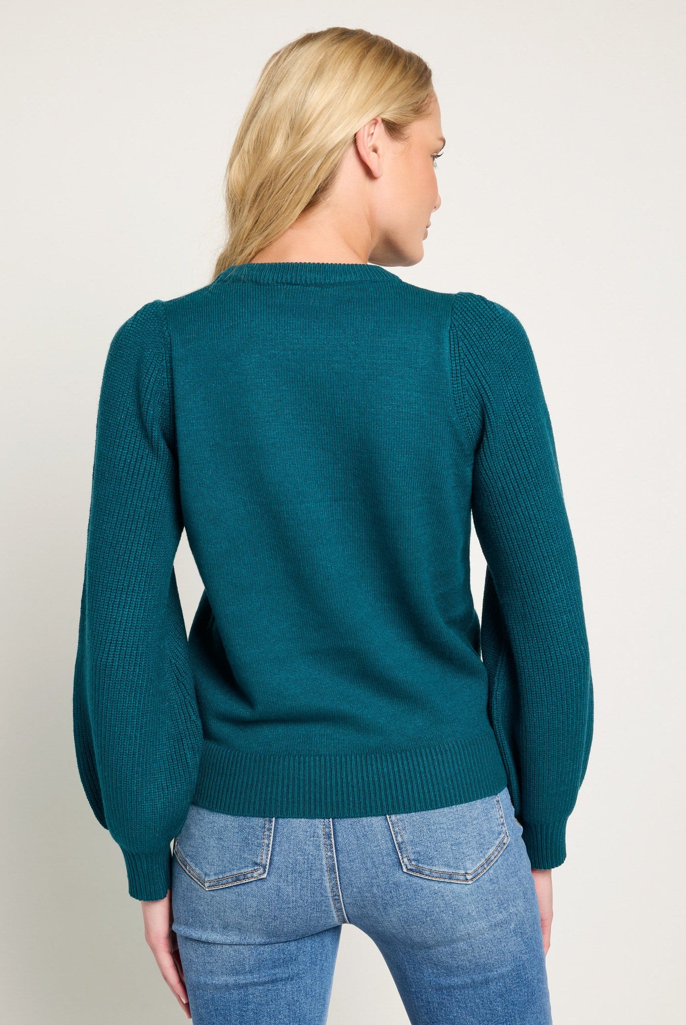 Deep Sea $|& SEAS Pacific Puff Shoulder Crew Neck Sweater - SOF Back