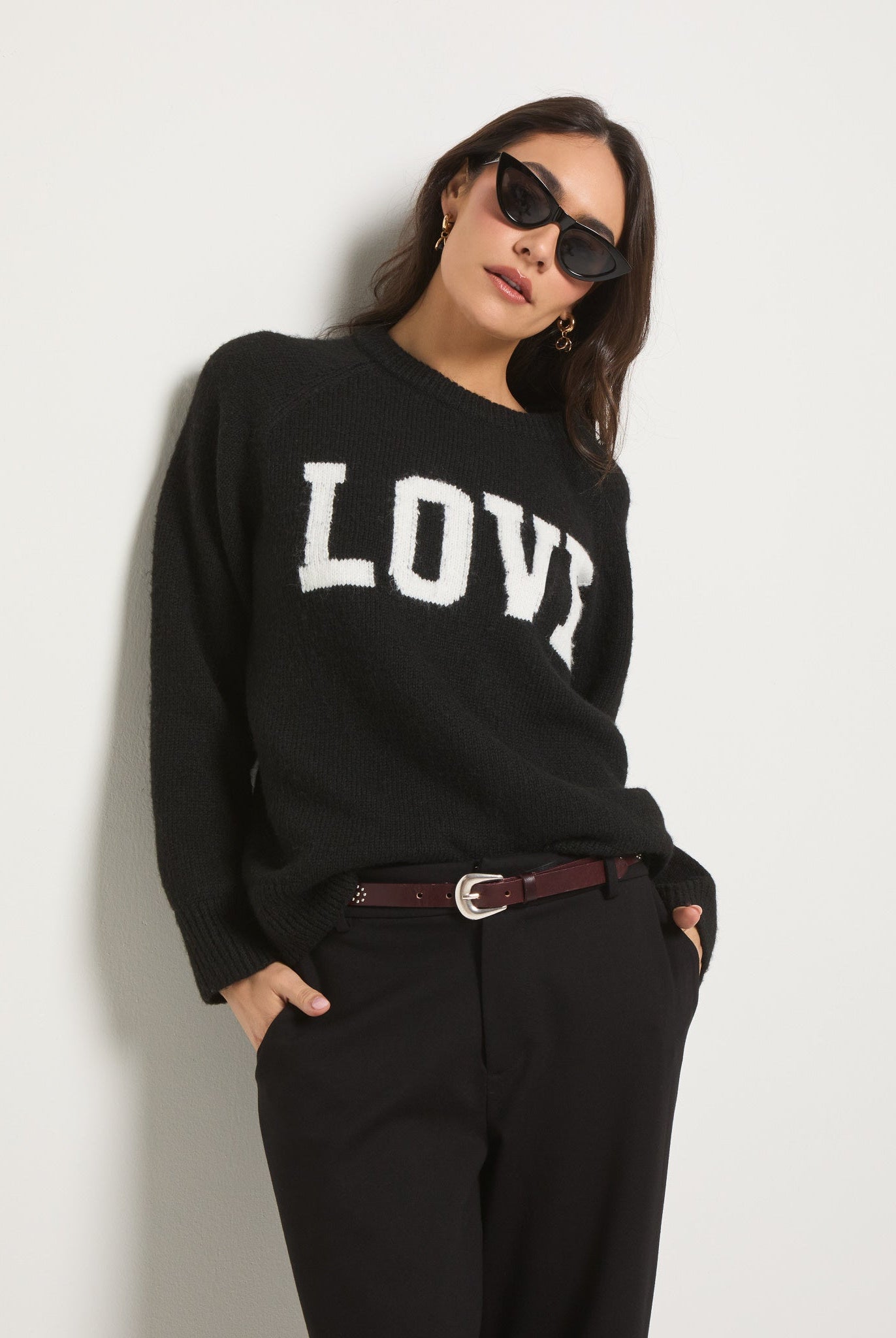 Black $|& SEAS Love Sweater - VOF Front