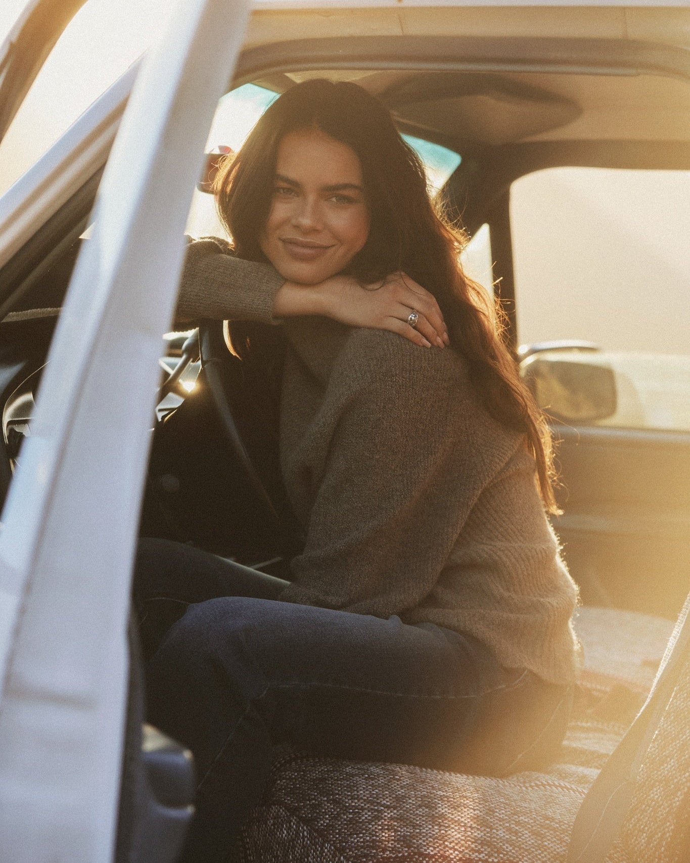 Taupe Marled $|& SEAS Driftwood Sweater - SOF Side