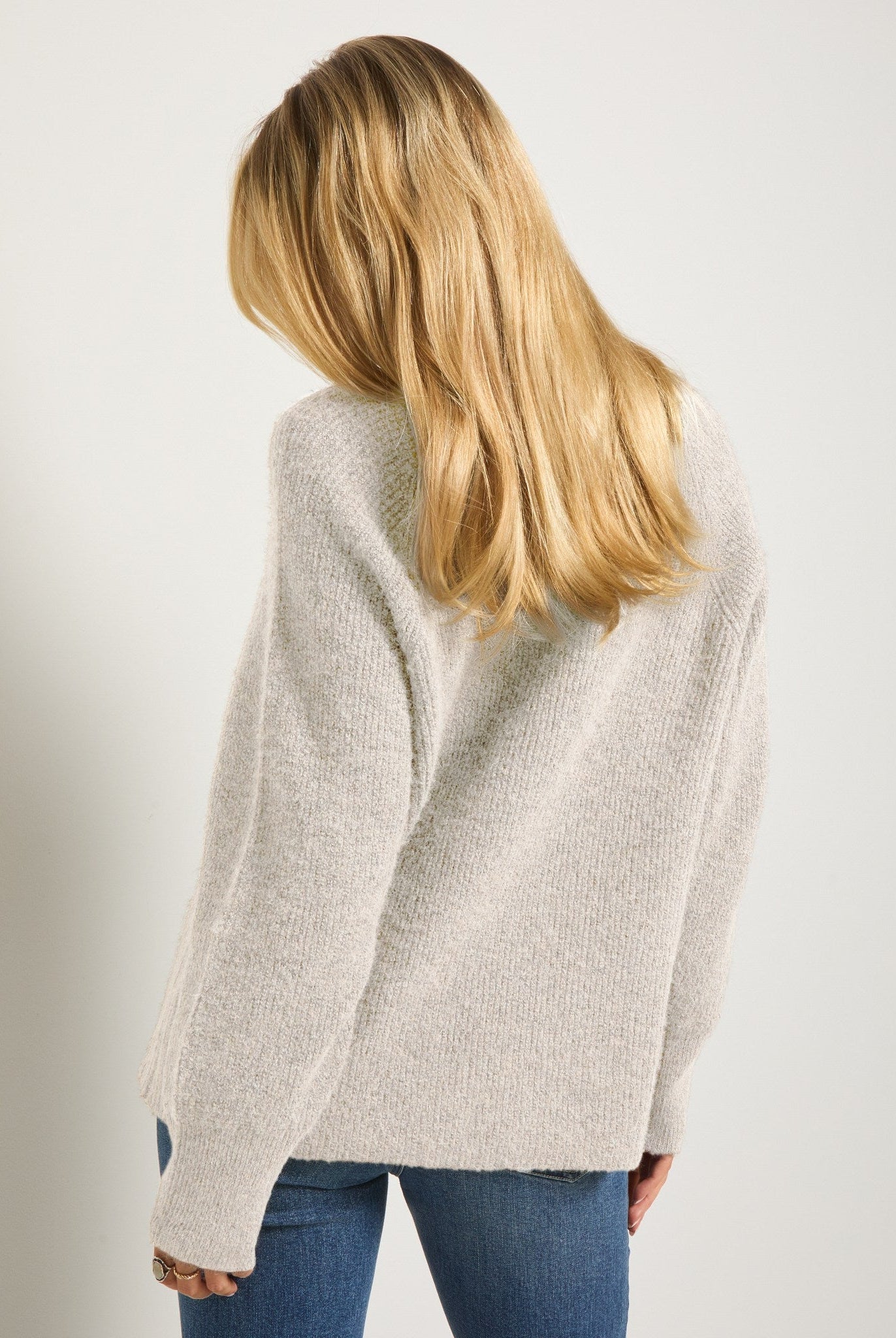 Cream Marled $|& SEAS Driftwood Sweater - SOF Back