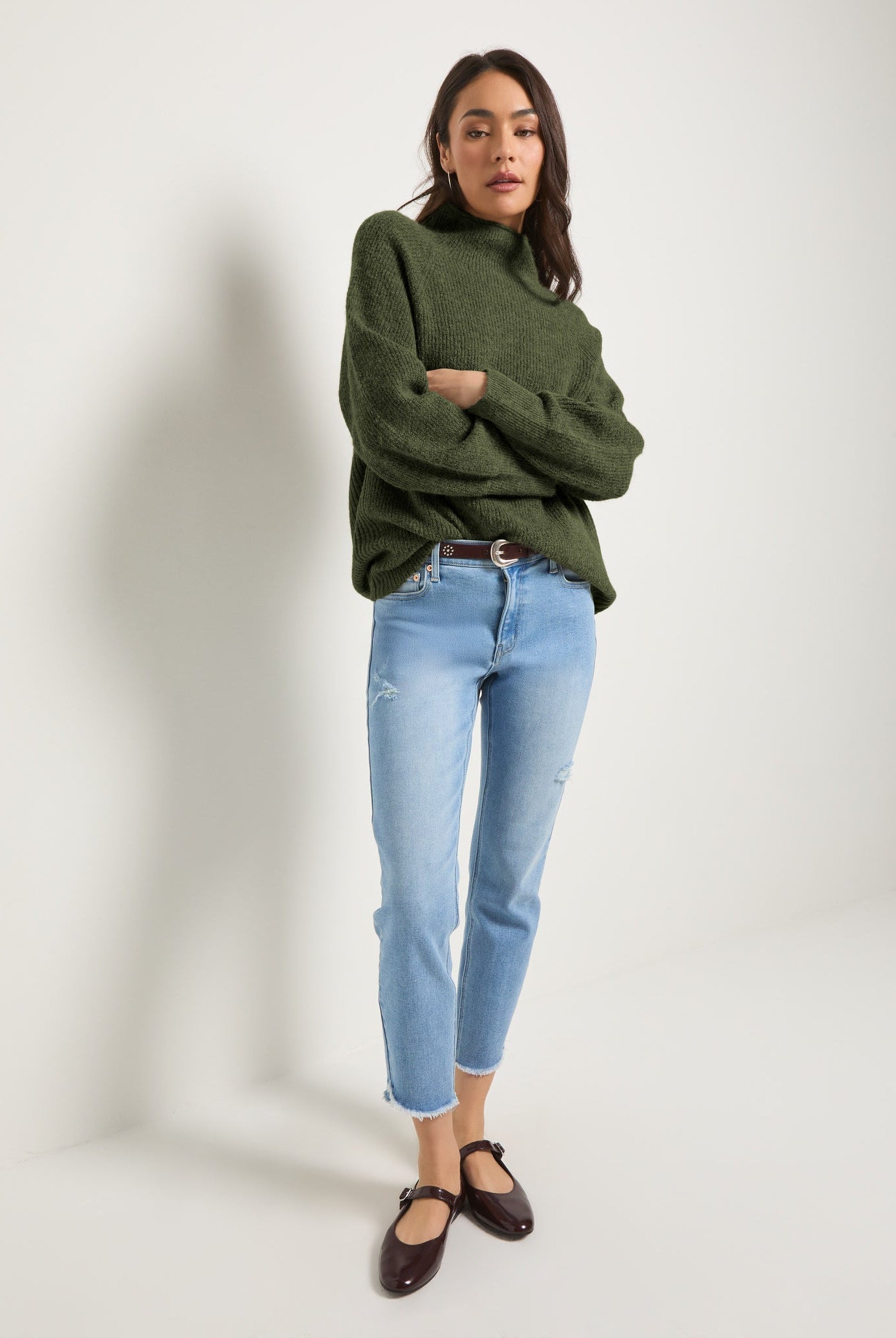 Olive Marled $|& SEAS Driftwood Sweater - UGC On Fig