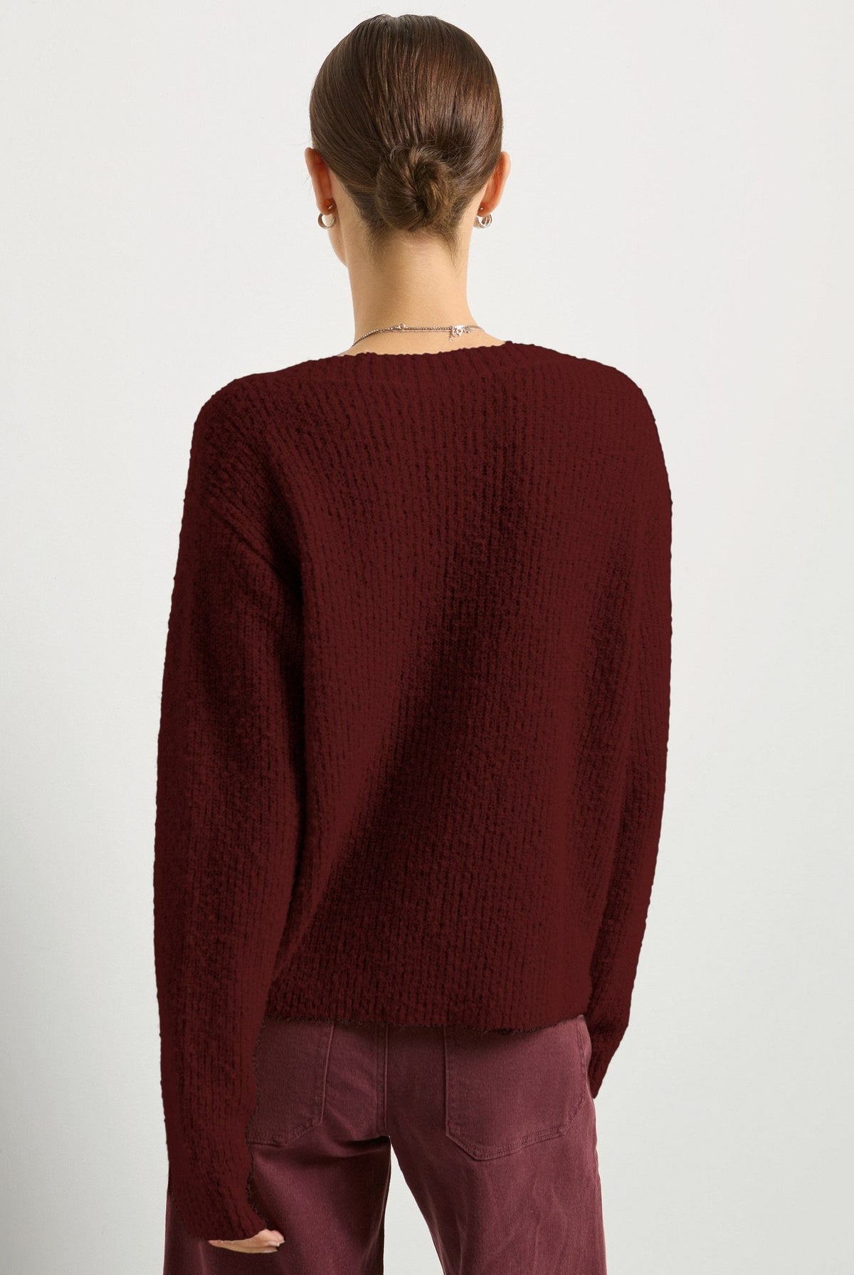 Black Cherry $|& SEAS Easy to Love Cardigan - SOF Back