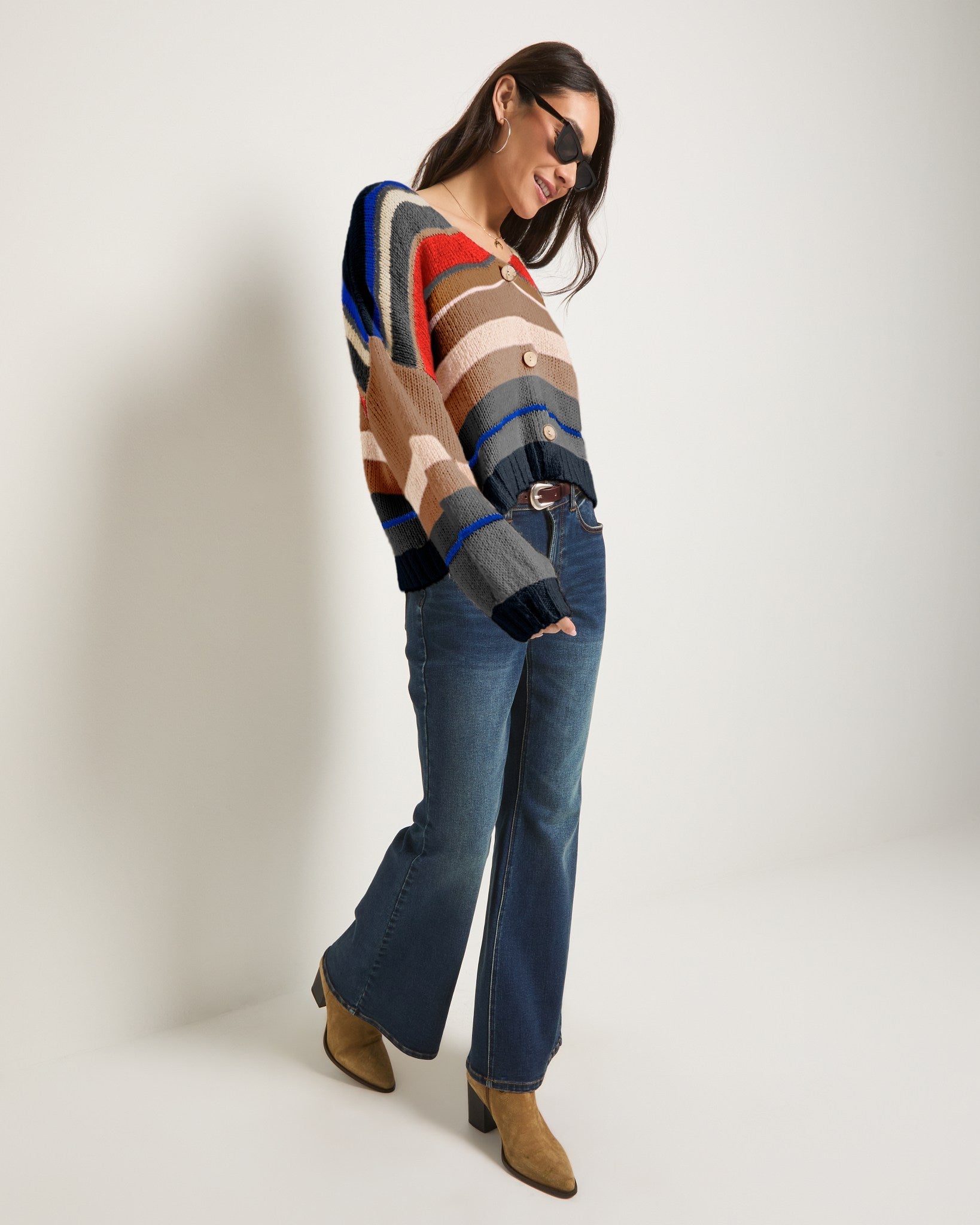 Black Stripe $|& SEAS June Striped Cardigan - UGC On Fig