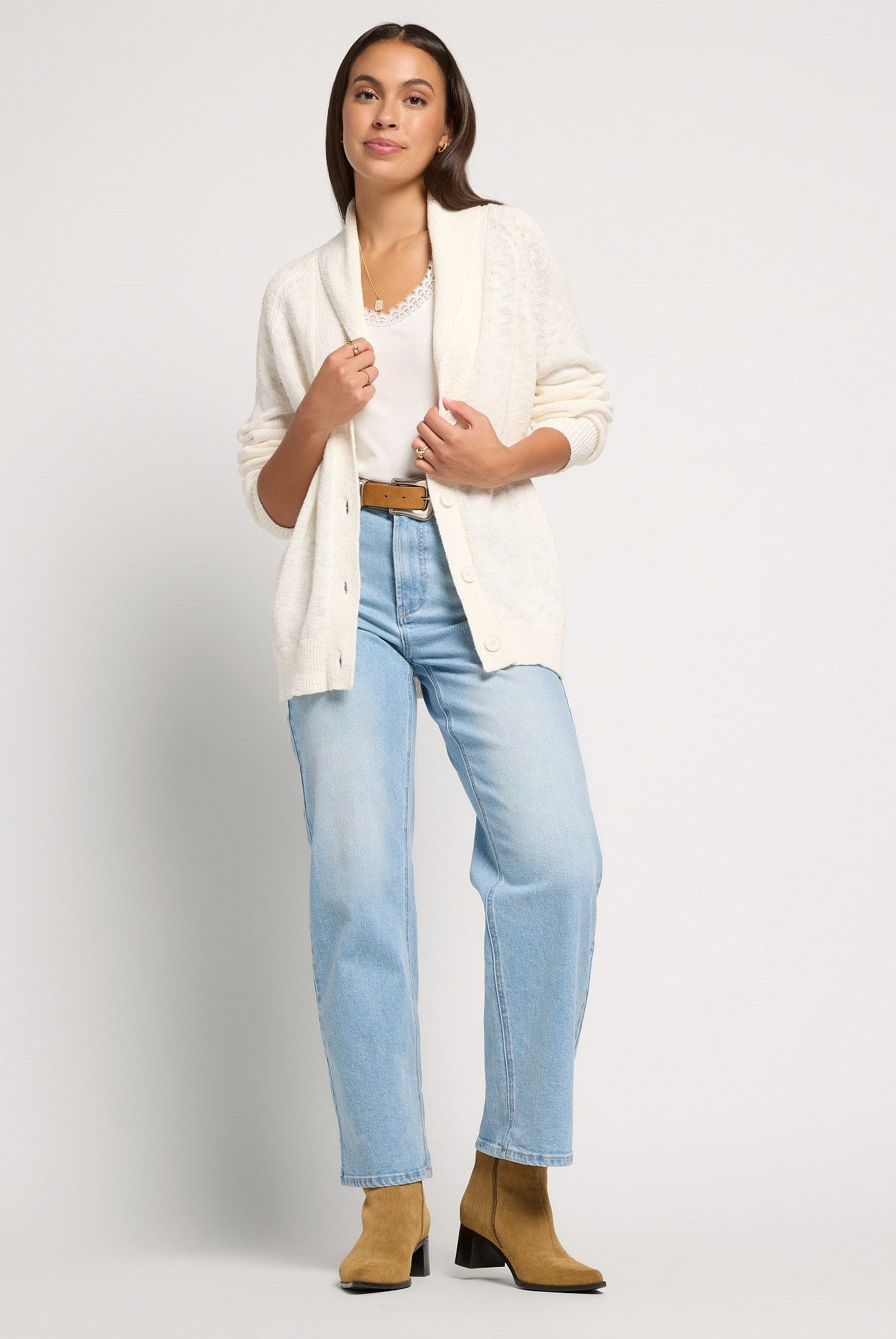 Cream $|& SEAS Aura Shawl Collar Cardigan - UGC On Fig