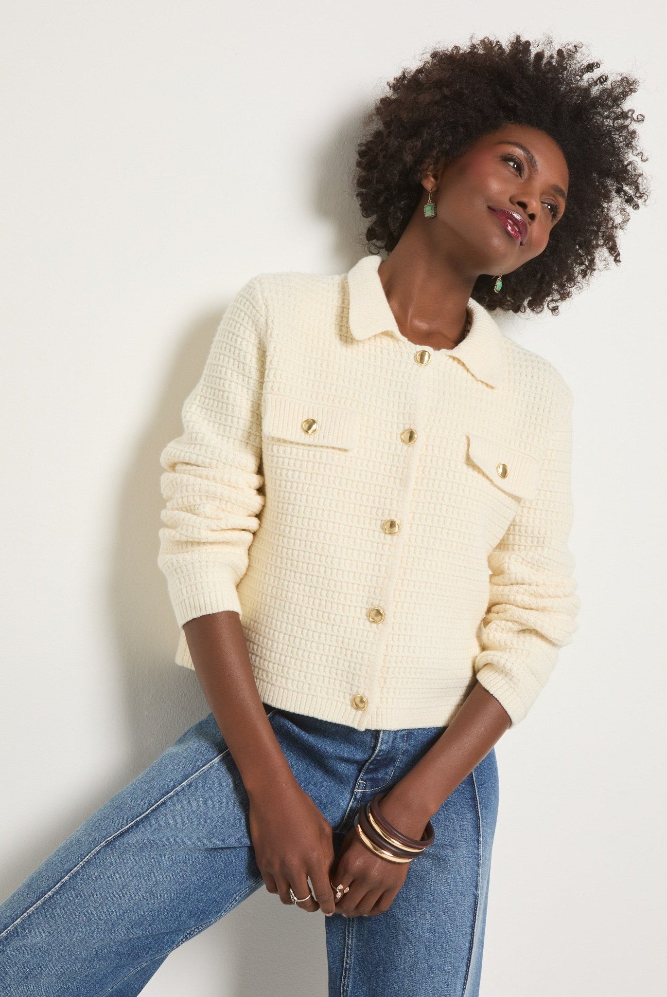 Cream $|& SEAS Serenity Pocket Cardigan - SOF Front