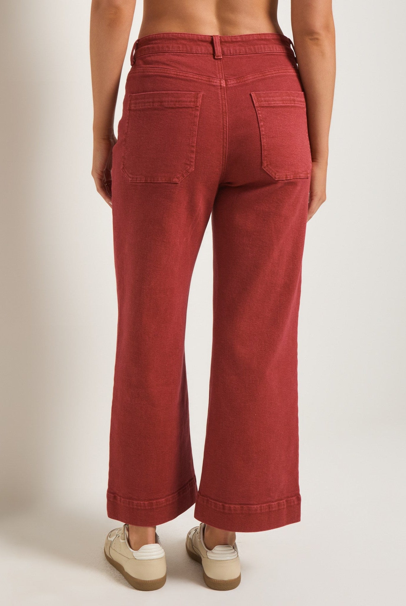 Burlwood $|& SEAS Caroline Cropped Wide Leg Twill Pant - SOF Back