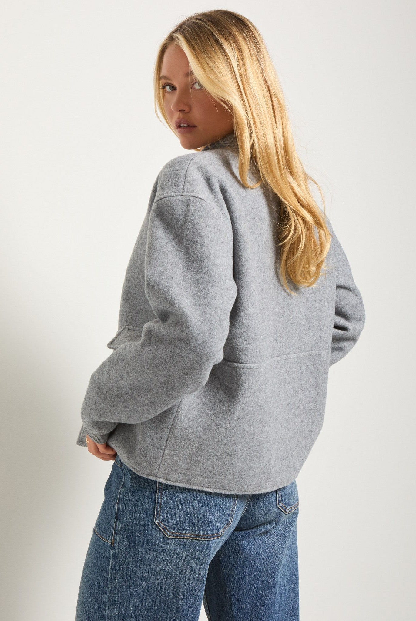 Heather Grey $|& SEAS Baja Wool Blend Jacket - SOF Back
