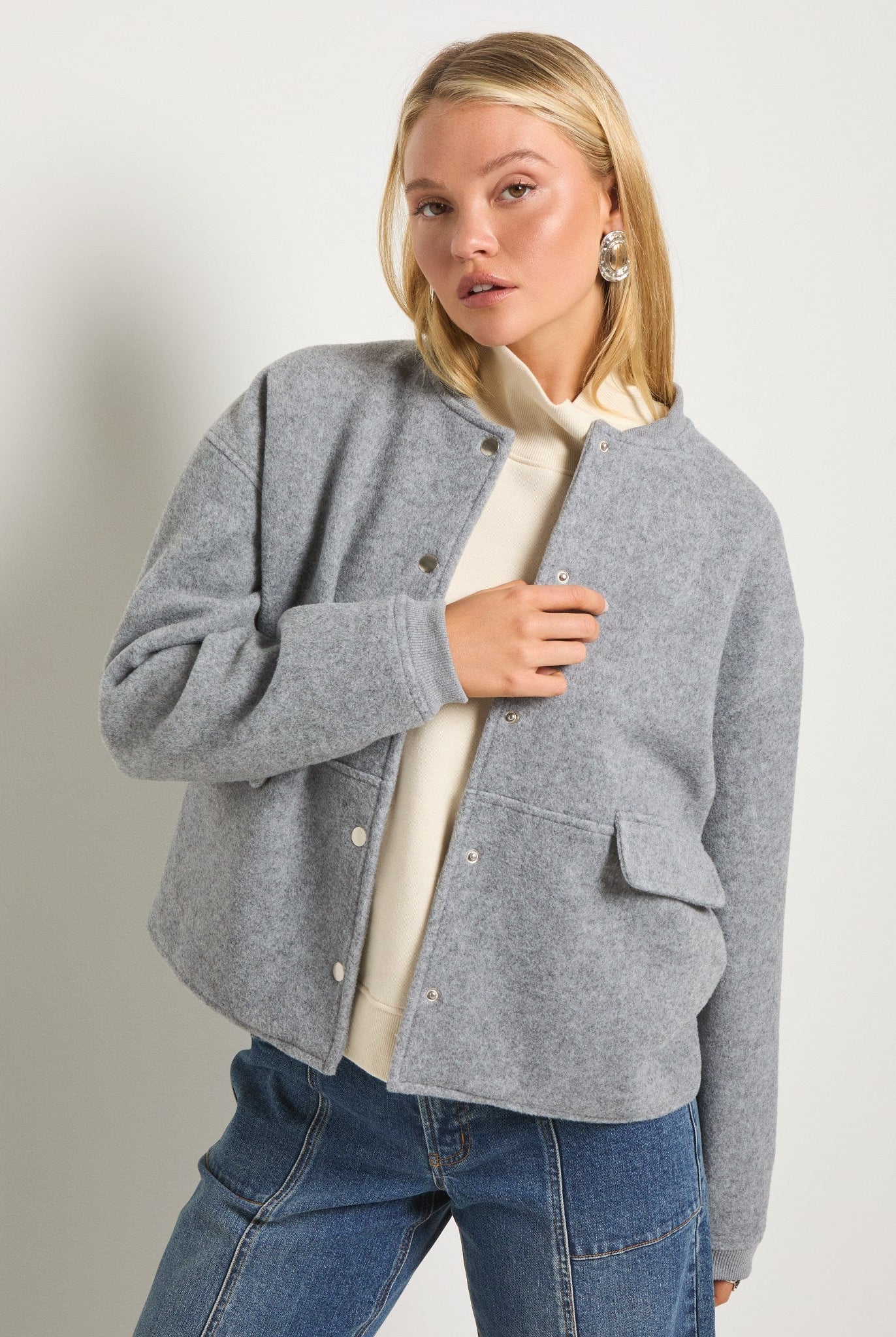Heather Grey $|& SEAS Baja Wool Blend Jacket - SOF Front