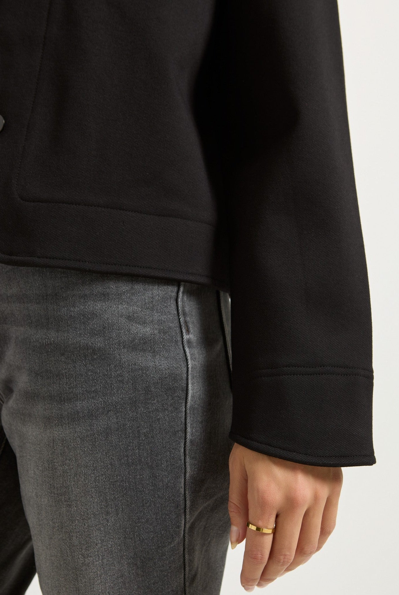 Black $|& SEAS Long Weekend Twill Jacket - VOF Front