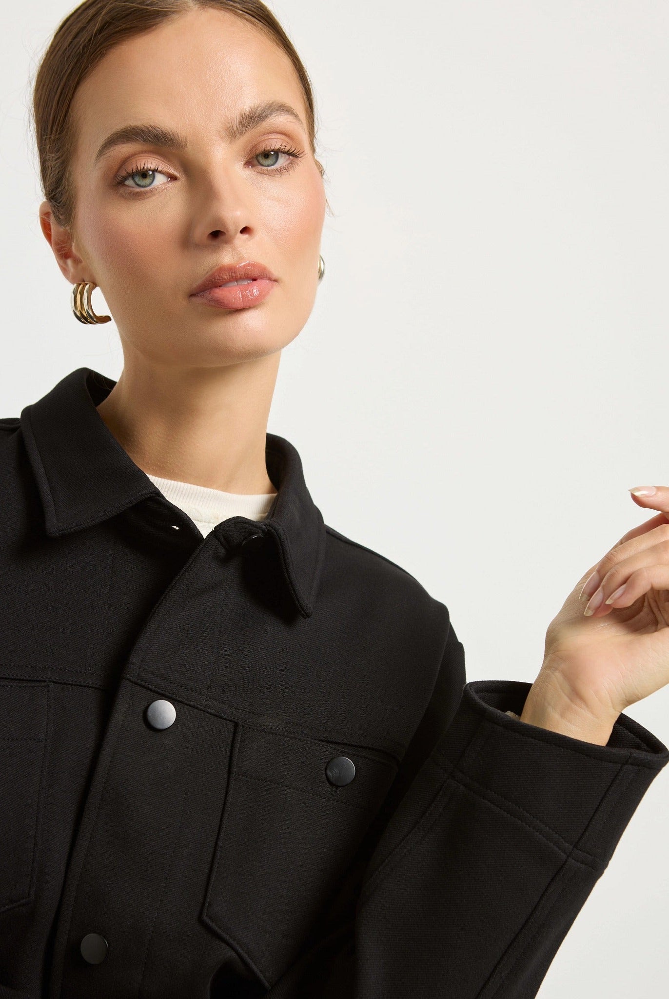 Black $|& SEAS Long Weekend Twill Jacket - SOF Full Front