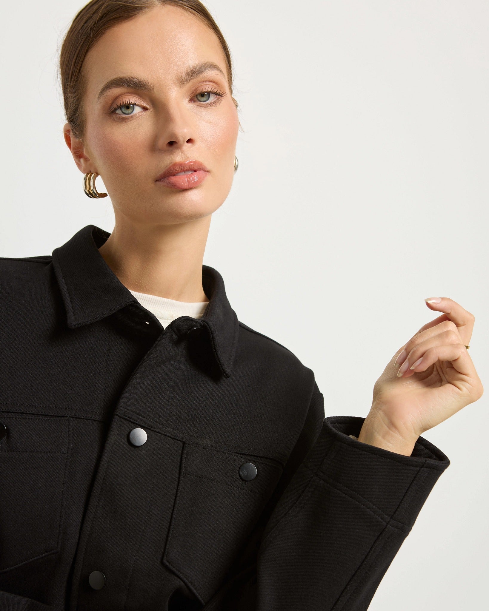 Black $|& SEAS Long Weekend Twill Jacket - SOF Full Front