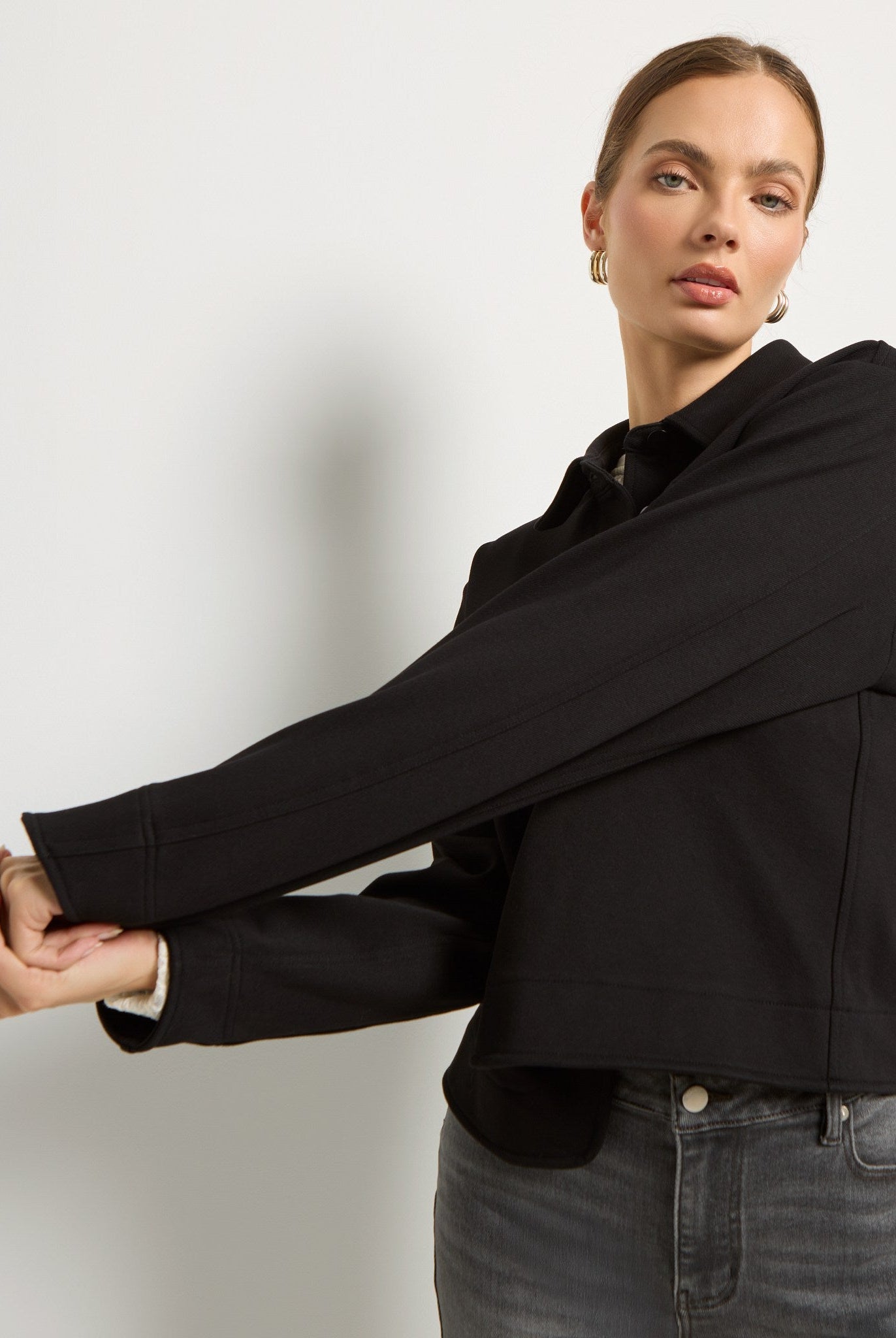 Black $|& SEAS Long Weekend Twill Jacket - VOF Side