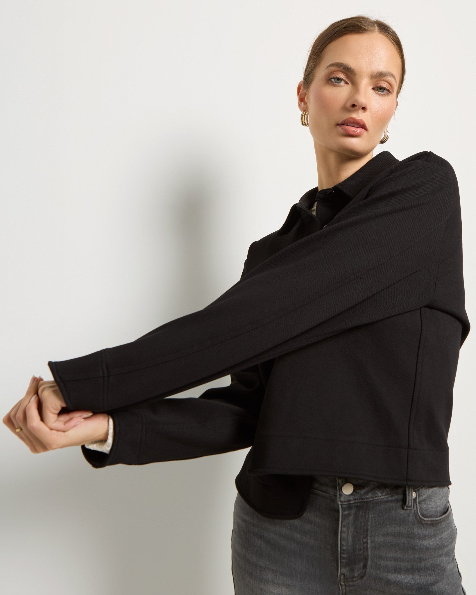 Black $|& SEAS Long Weekend Twill Jacket - VOF Side