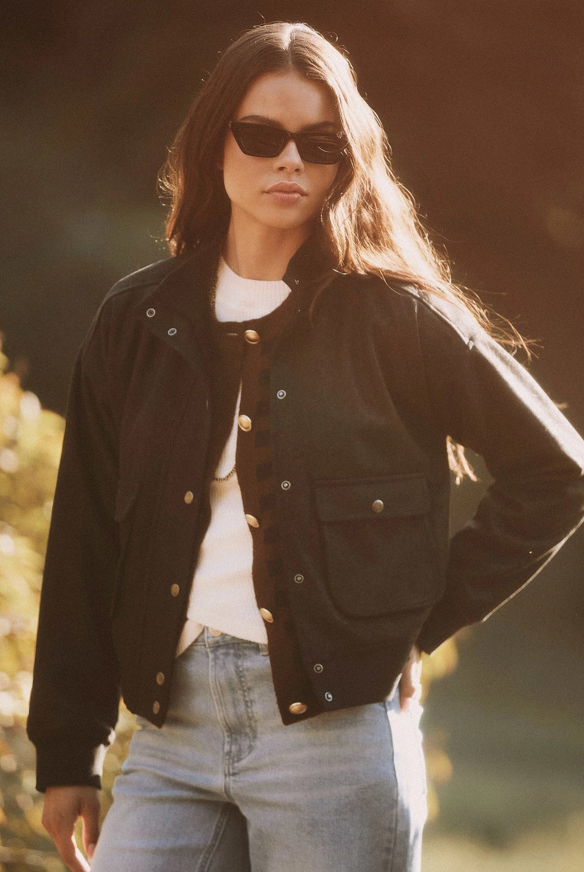 Black $|& SEAS Hideaway Bomber Jacket - SOF Side