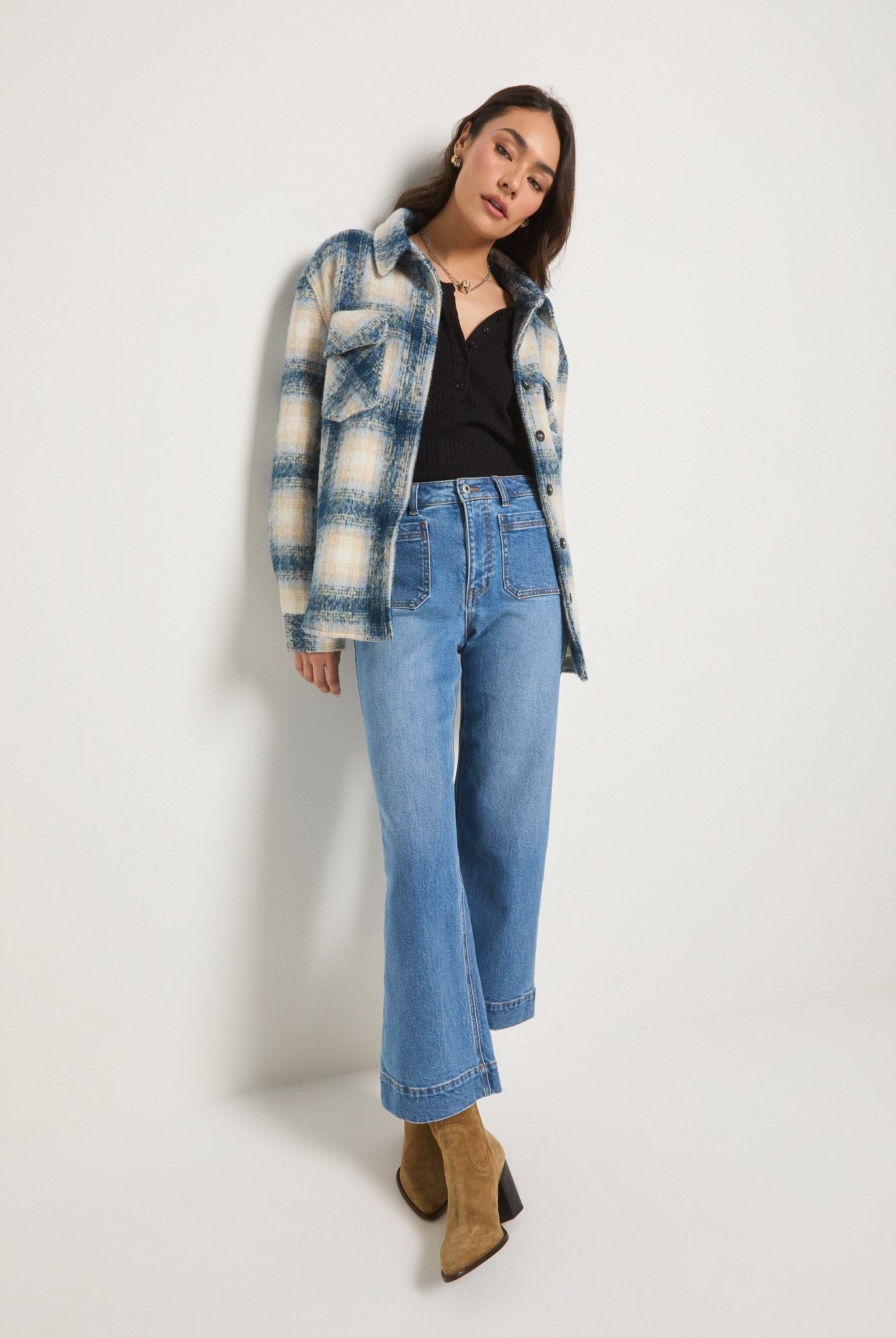 Blue Plaid $|& SEAS Cozy Plaid Shacket - UGC On Fig