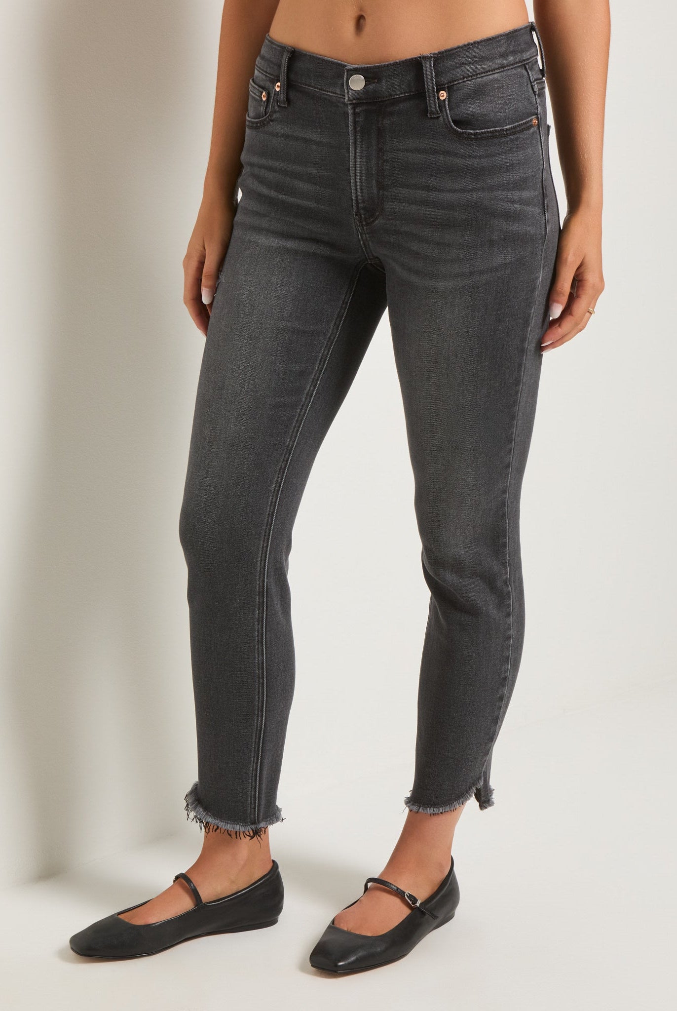 Grey Mist $|& SEAS Mariposa Frayed Step Hem Skinny Jean - SOF Front