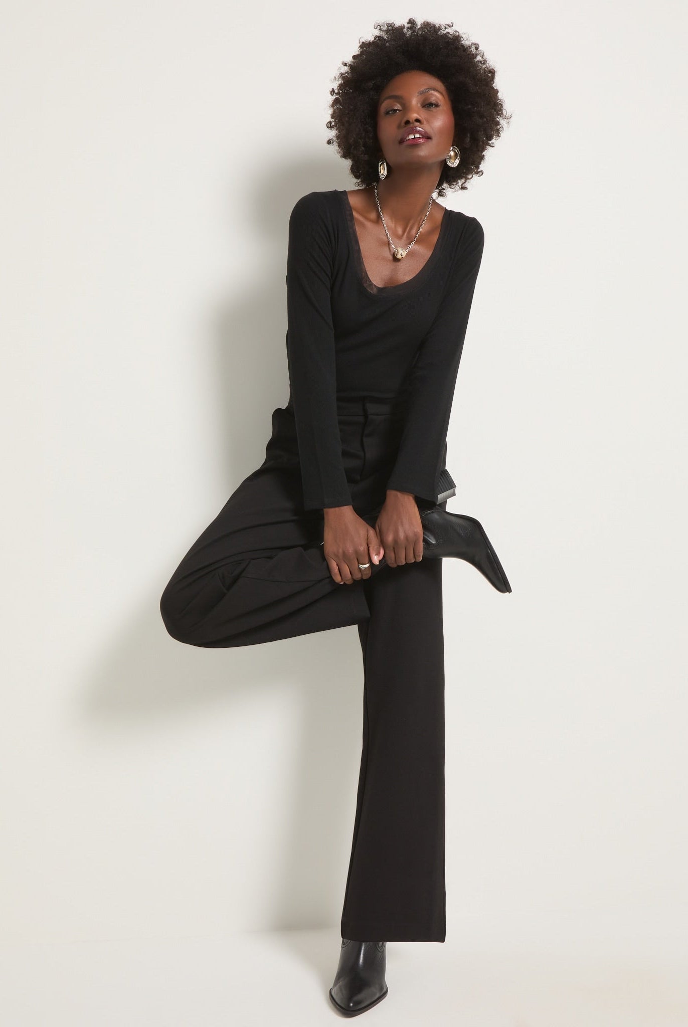 Black $|& SEAS Eventide Ponte Trouser - VOF Front