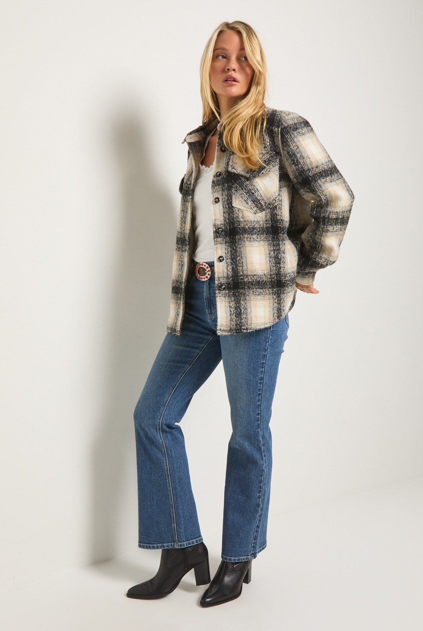 Black Plaid $|& SEAS Cozy Plaid Shacket - UGC On Fig