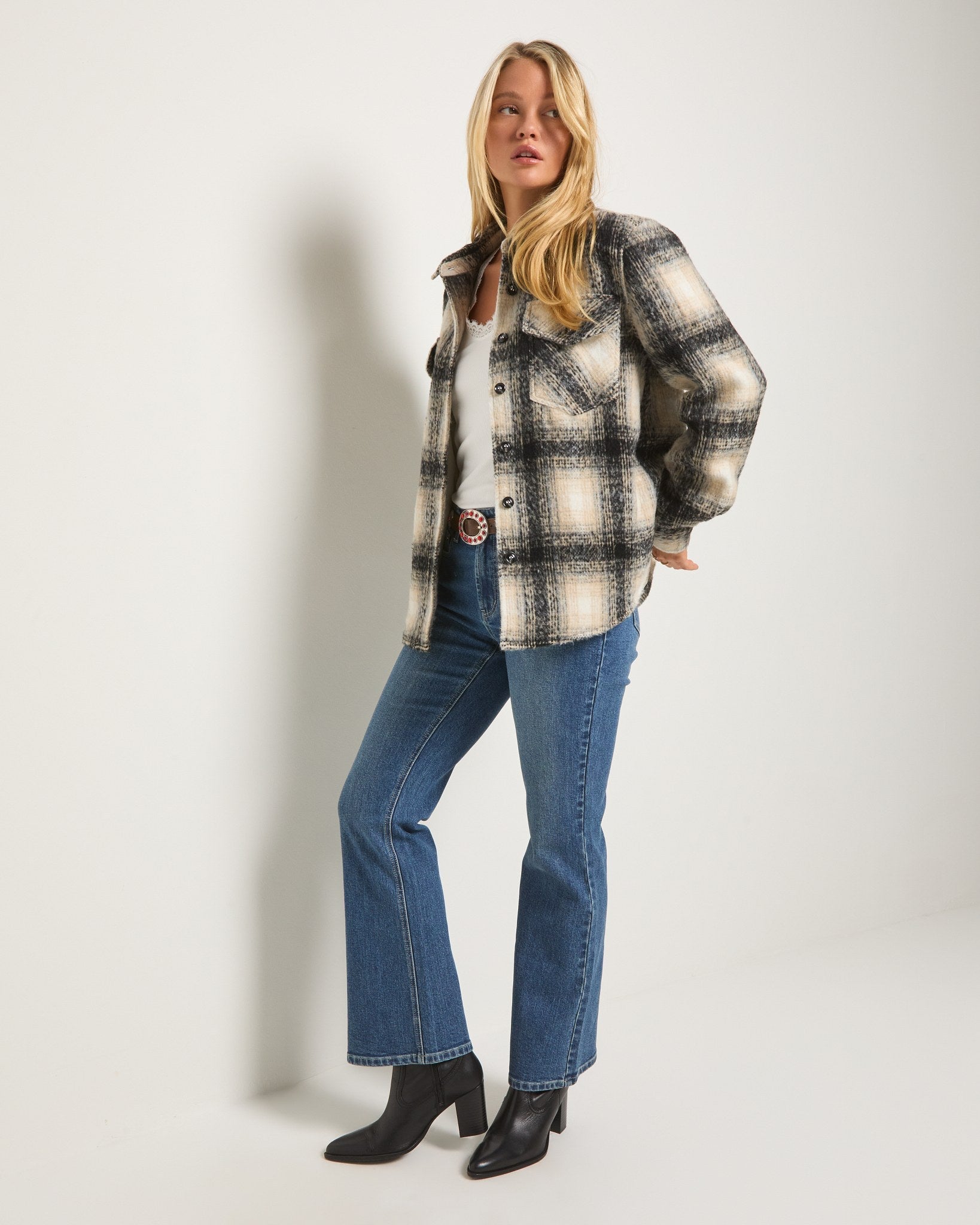 Black Plaid $|& SEAS Cozy Plaid Shacket - UGC On Fig