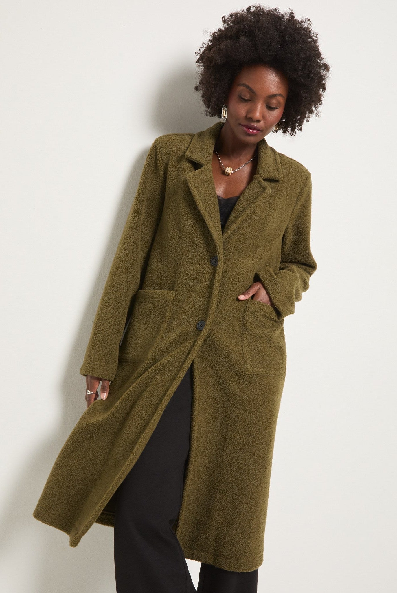 Olive Branch $|& SEAS Samantha Sherpa Coat - SOF Front