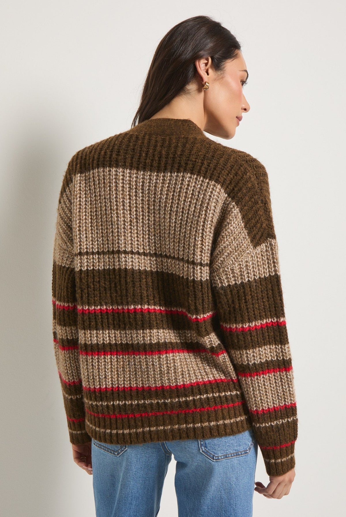 Mahogany Stripe $|& SEAS Crystal Canyon Striped Cardigan - SOF Back