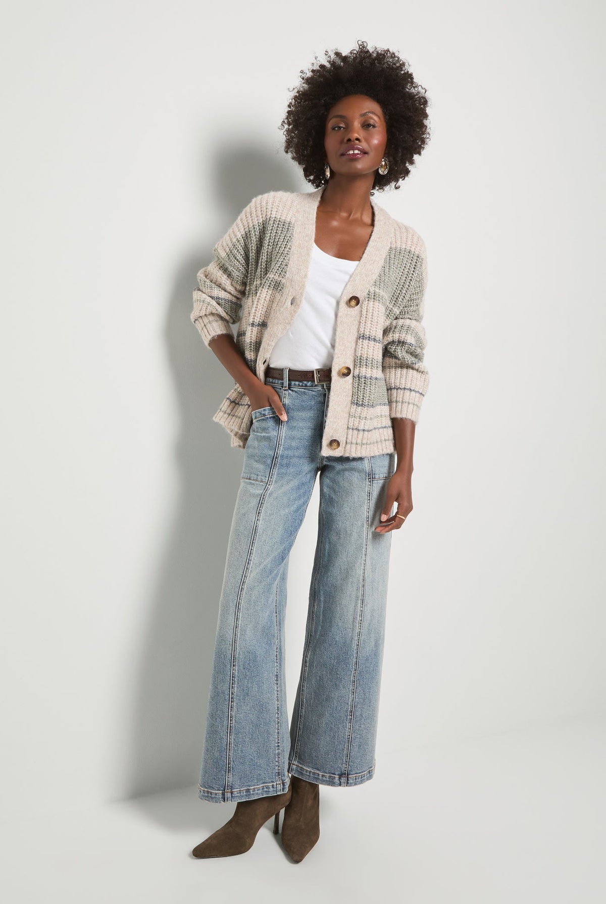 Olive Branch Stripe $|& SEAS Crystal Canyon Striped Cardigan - UGC On Fig
