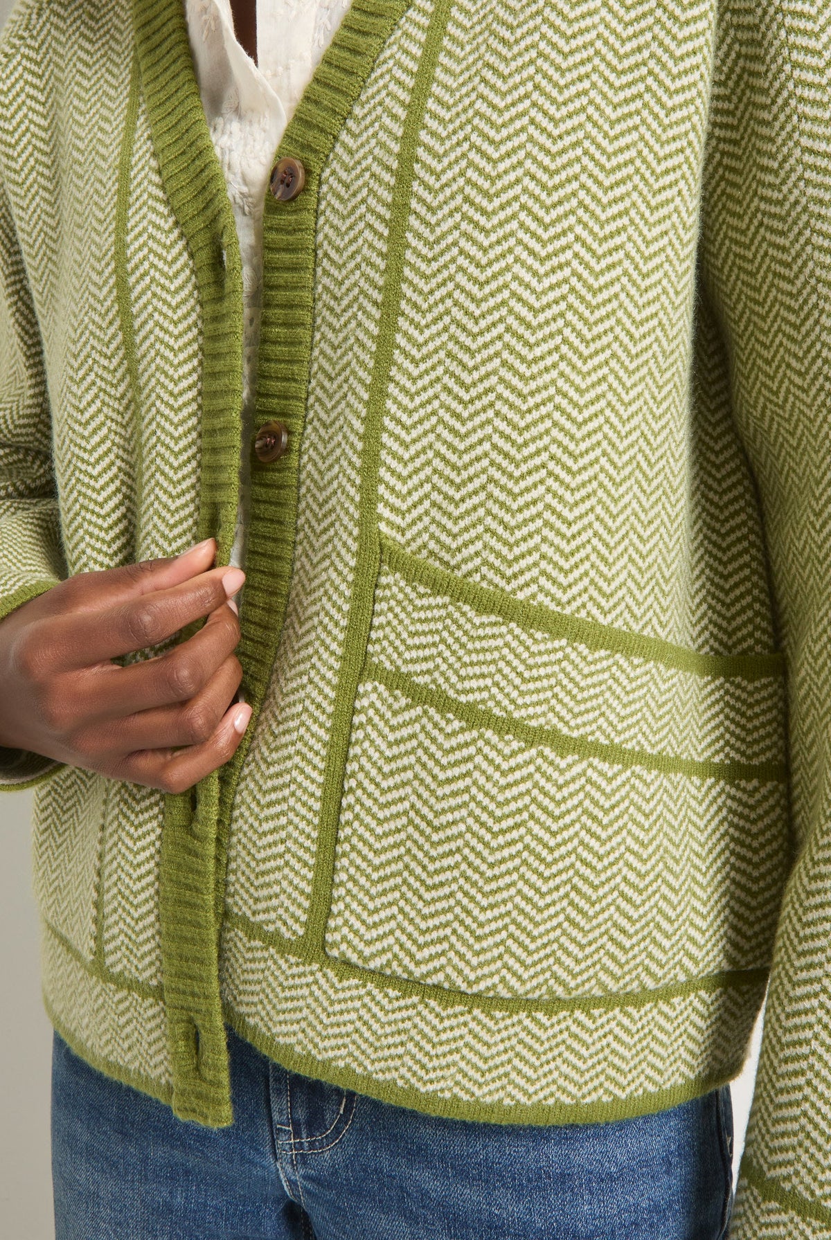 Olive Branch $|& SEAS Wanderlust Cardigan - VOF Side
