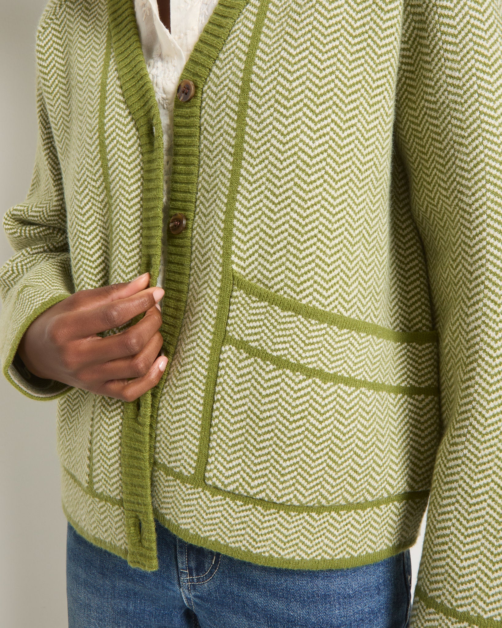 Olive Branch $|& SEAS Wanderlust Cardigan - VOF Side