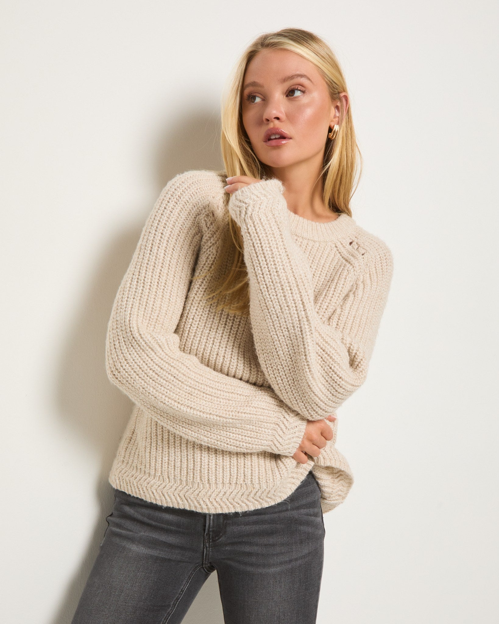 Birch $|& SEAS Fisherman Raglan Sweater - VOF Front