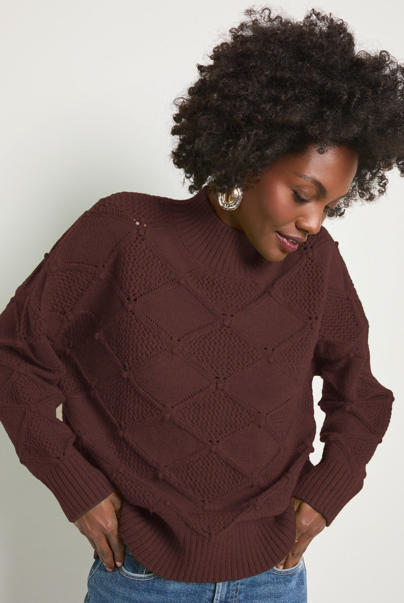 Espresso $|& SEAS Countryside Mockneck Sweater - SOF Front