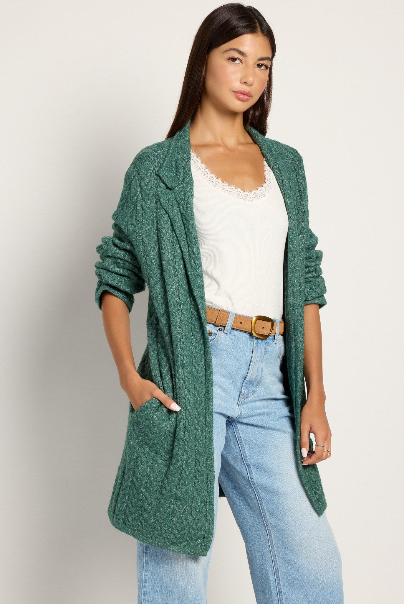 Olive Branch $|& SEAS Glenwood Coatigan - SOF Front