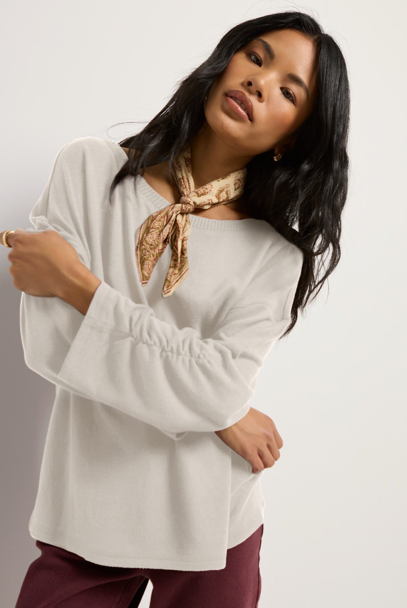 Cream $|& SEAS Sonder Cinch Sleeve Pullover - SOF Full Front