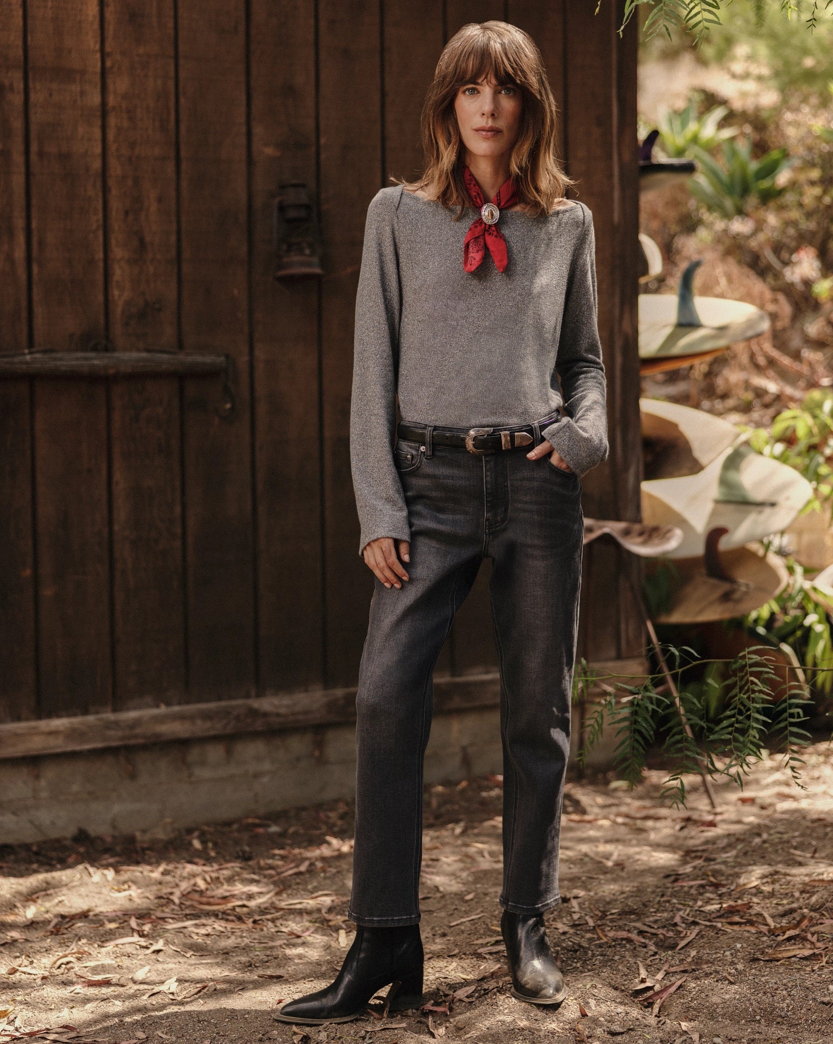 Grey Mist $|& SEAS Coastline Cropped Skinny Jean - SOF Side