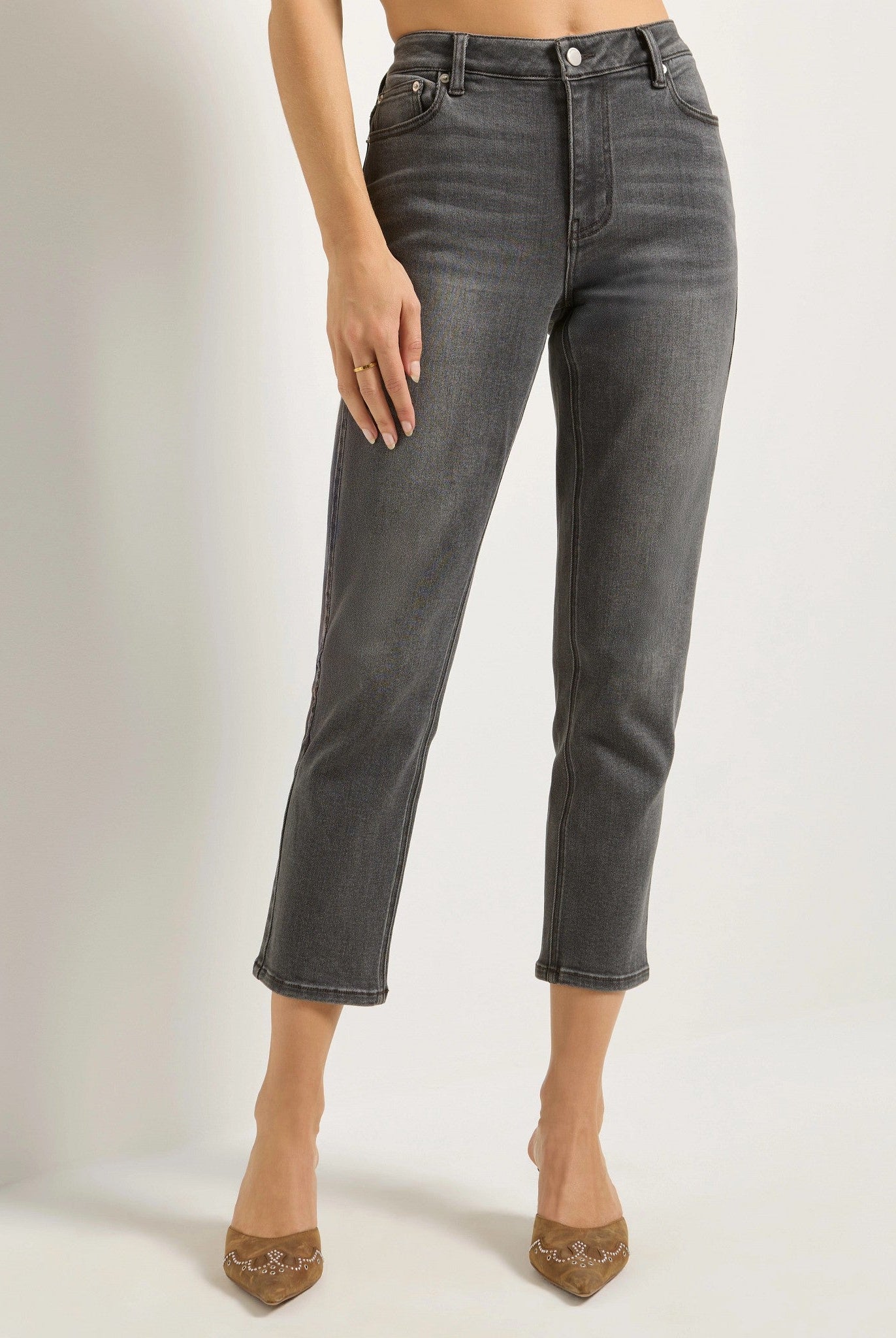 Grey Mist $|& SEAS Coastline Cropped Skinny Jean - SOF Front