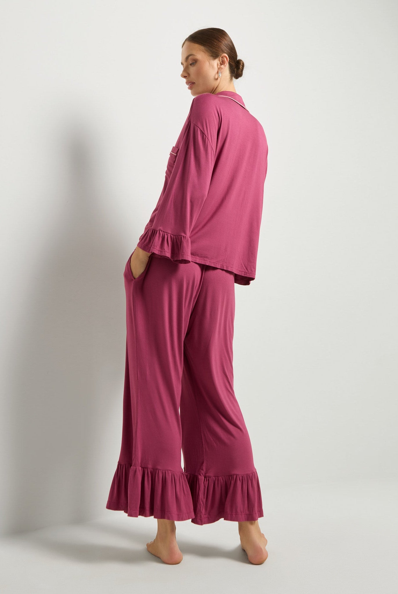 Cherry $|& SEAS Slumber Party Ruffle Pajama Set - SOF Back