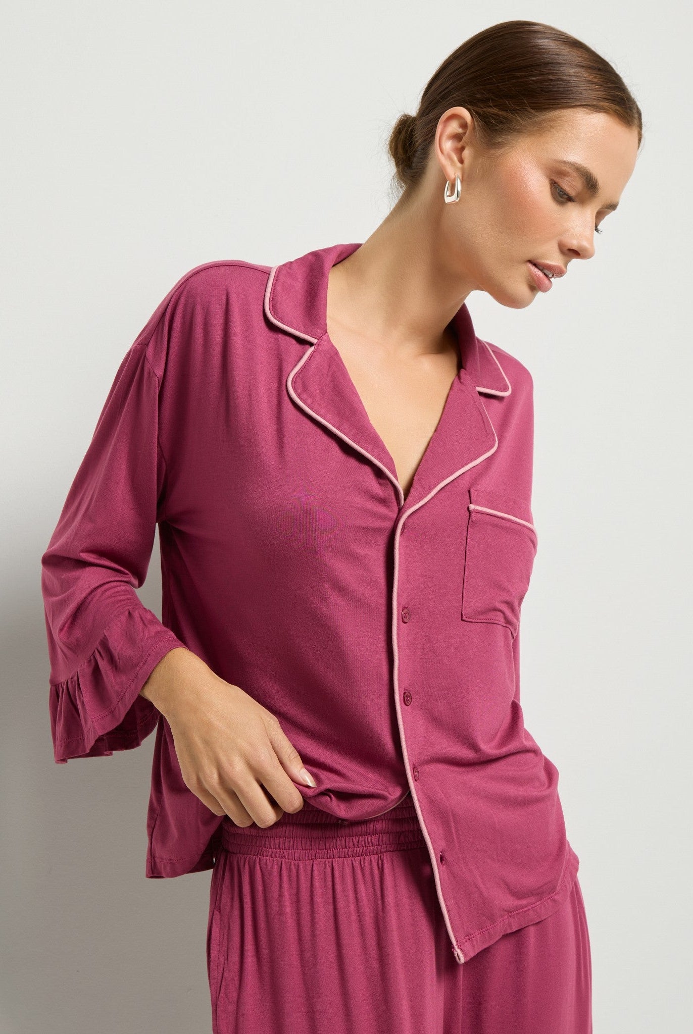 Cherry $|& SEAS Slumber Party Ruffle Pajama Set - SOF Front