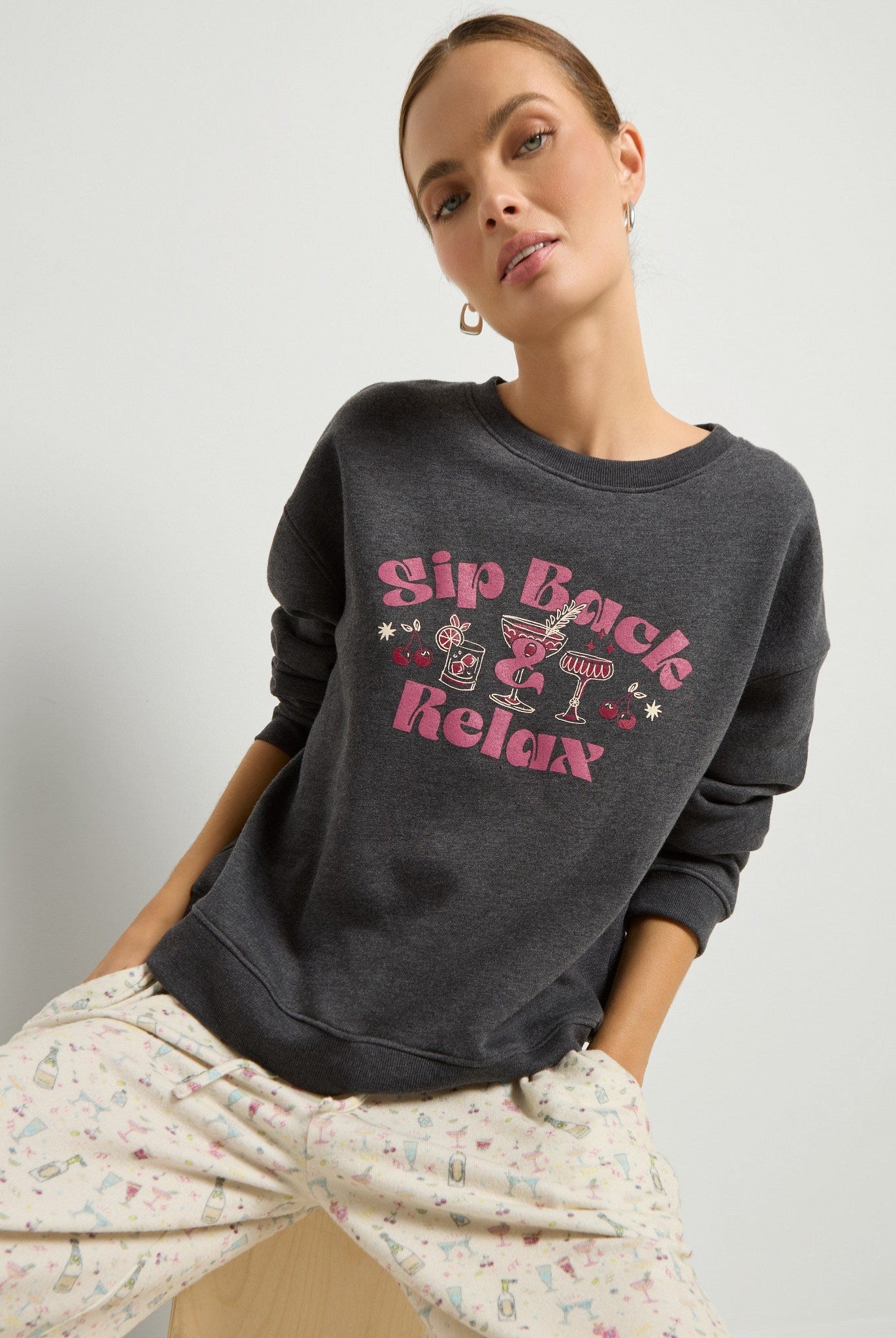 Heather Obsidian $|& SEAS Topanga Crewneck Pullover - SOF Front
