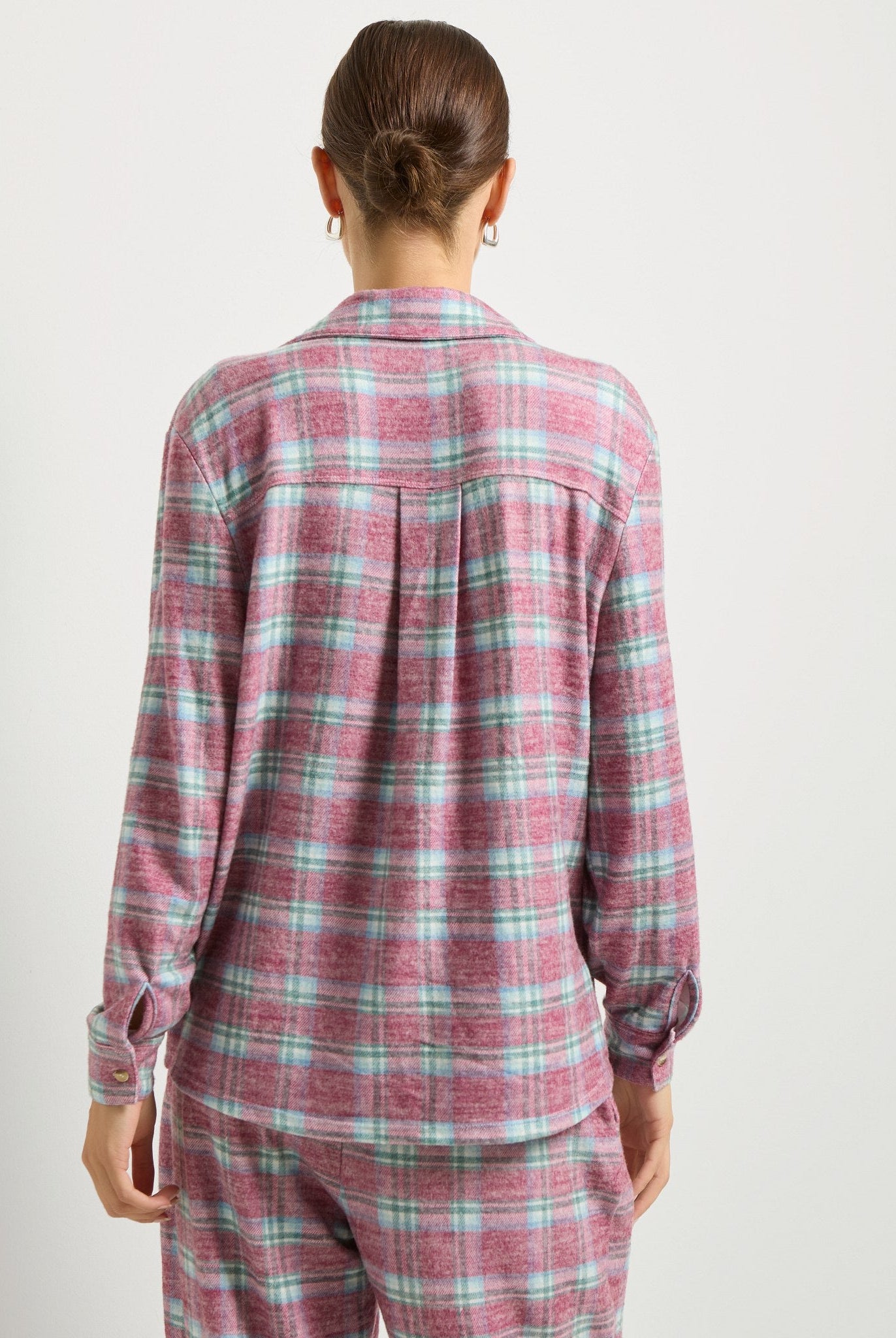 Fireside Tartan Cherry Plaid $|& SEAS Cat Nap Pajama Shirt - SOF Back