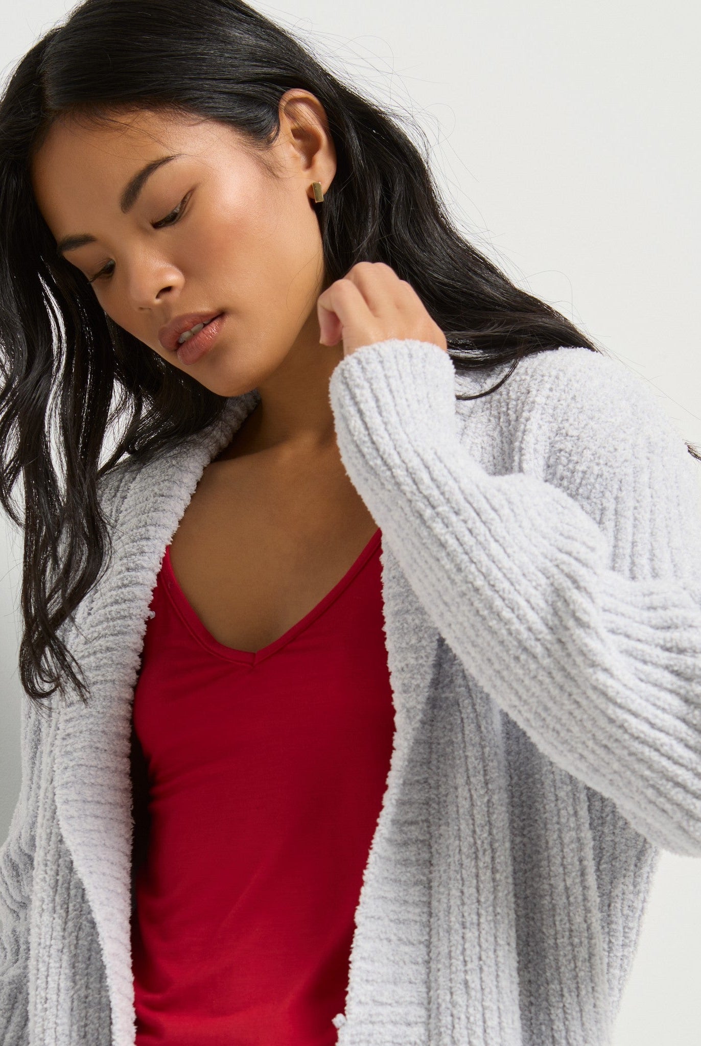Heather Grey $|& SEAS Twilight Knit Robe - SOF Full Front